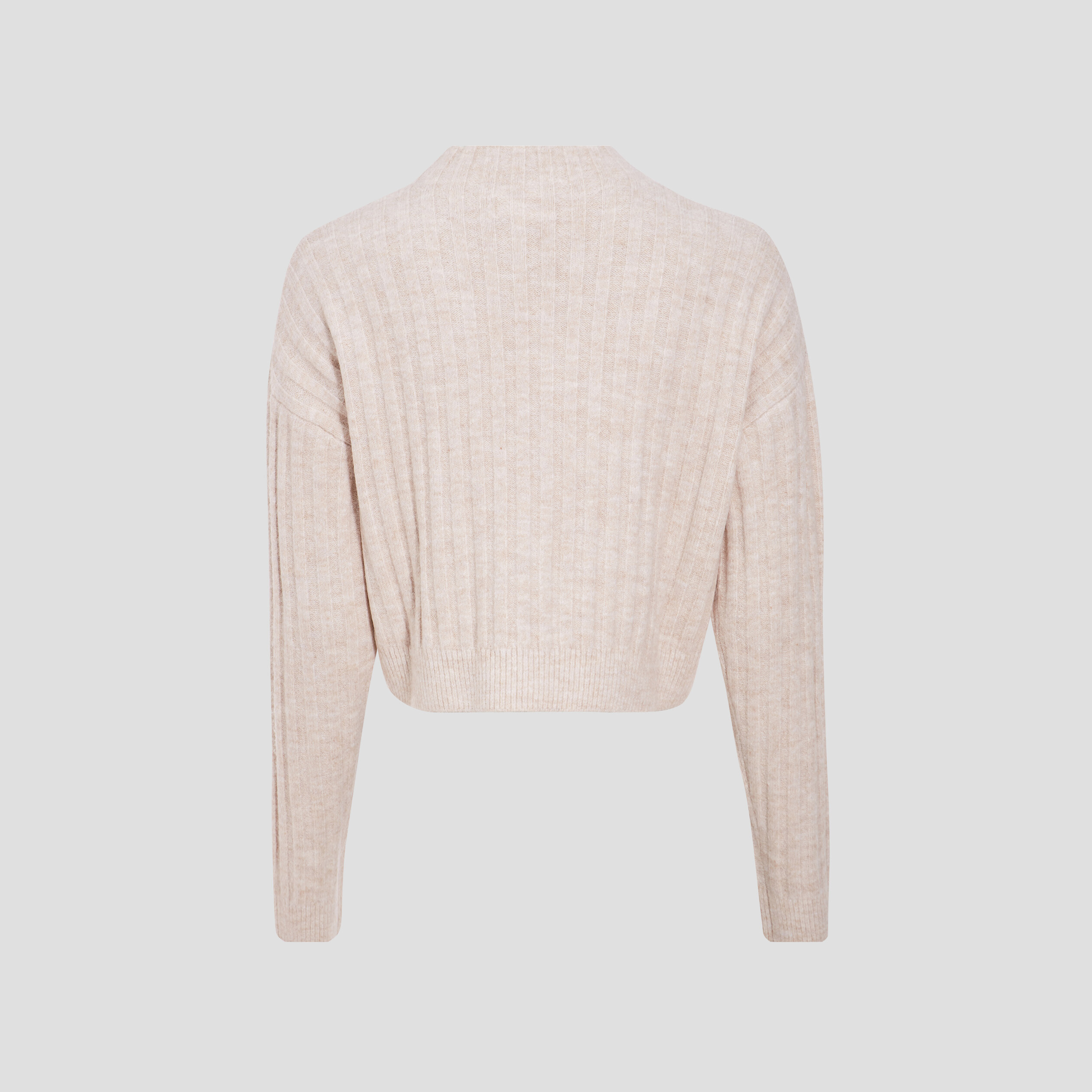 Pull manches longues cropped creme femme