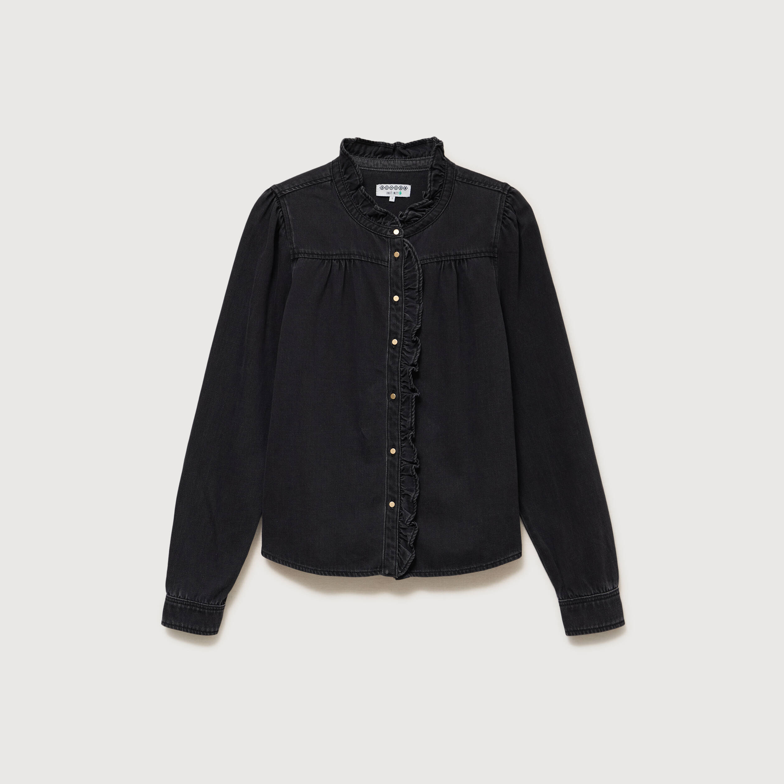 Chemise en jeans manches longues denim noir femme