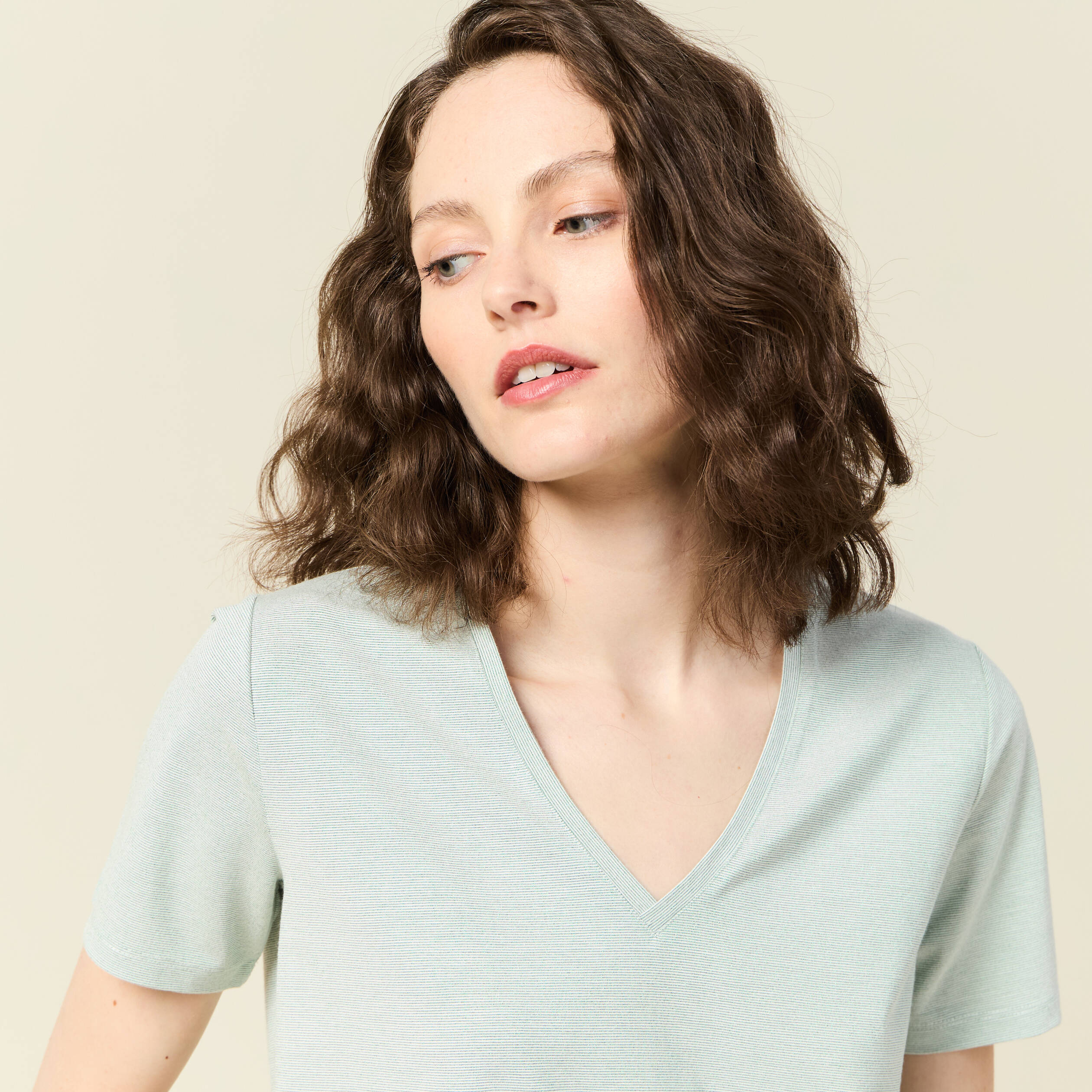 T-shirt manches courtes vert clair femme