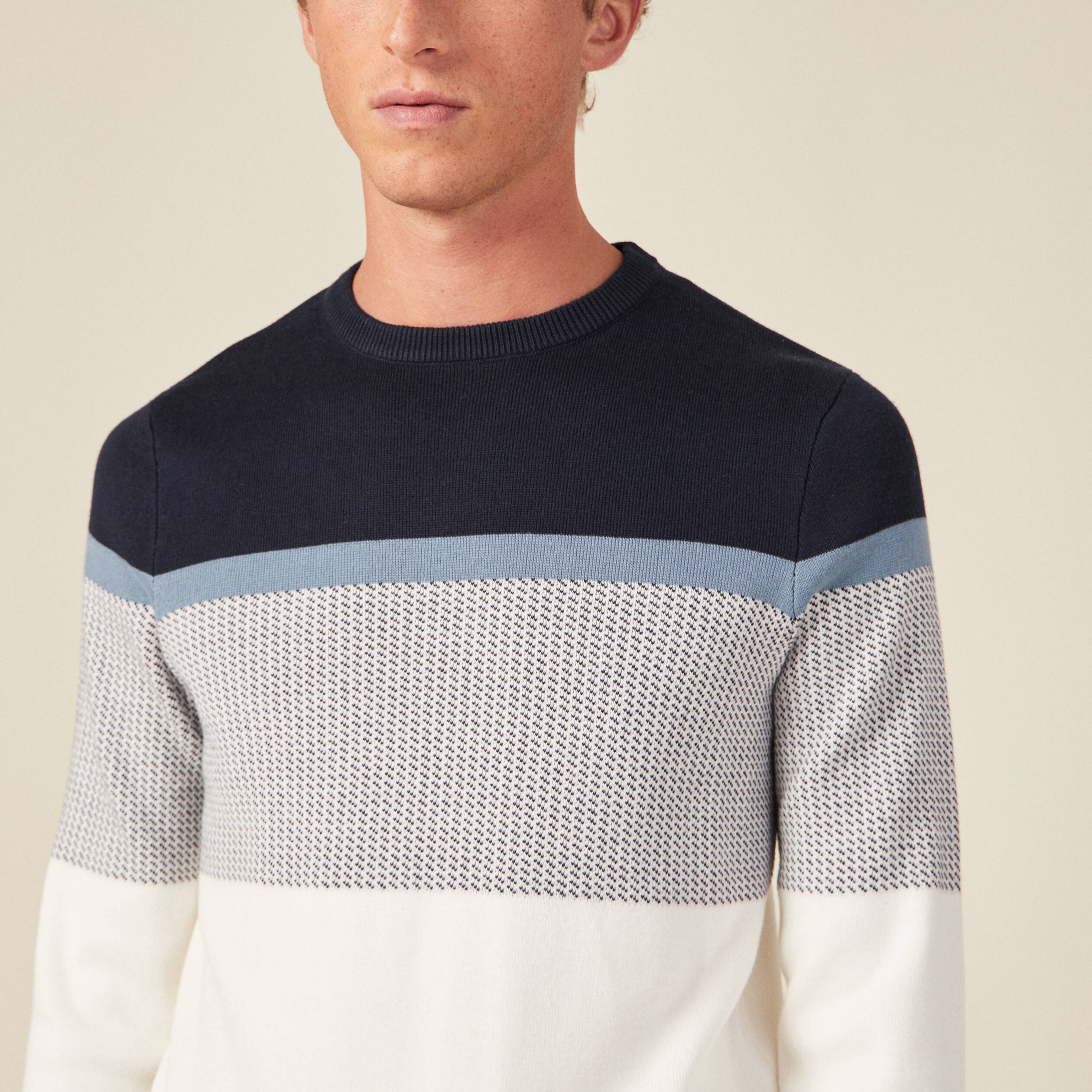 Pull manches longues ecru homme