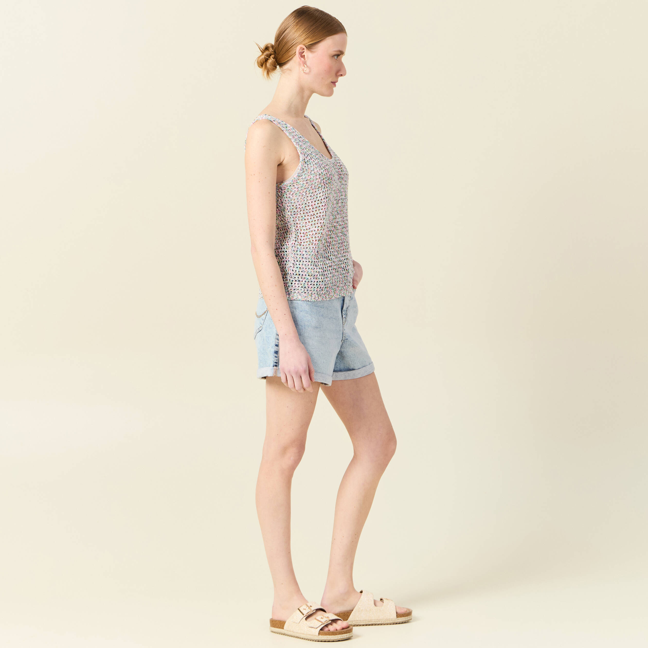 debardeur crochet vert kaki femme Débardeur crochet vert kaki femme