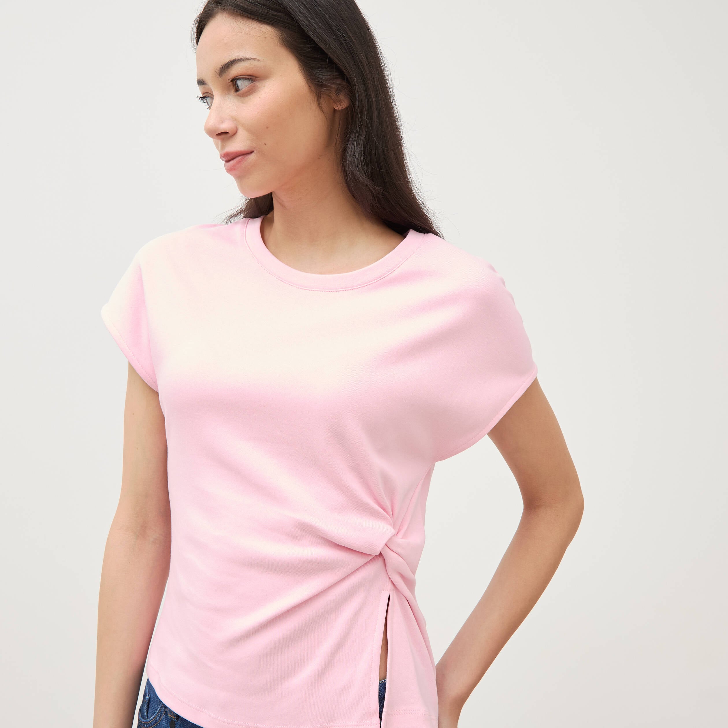 T-shirt en coton rose clair femme