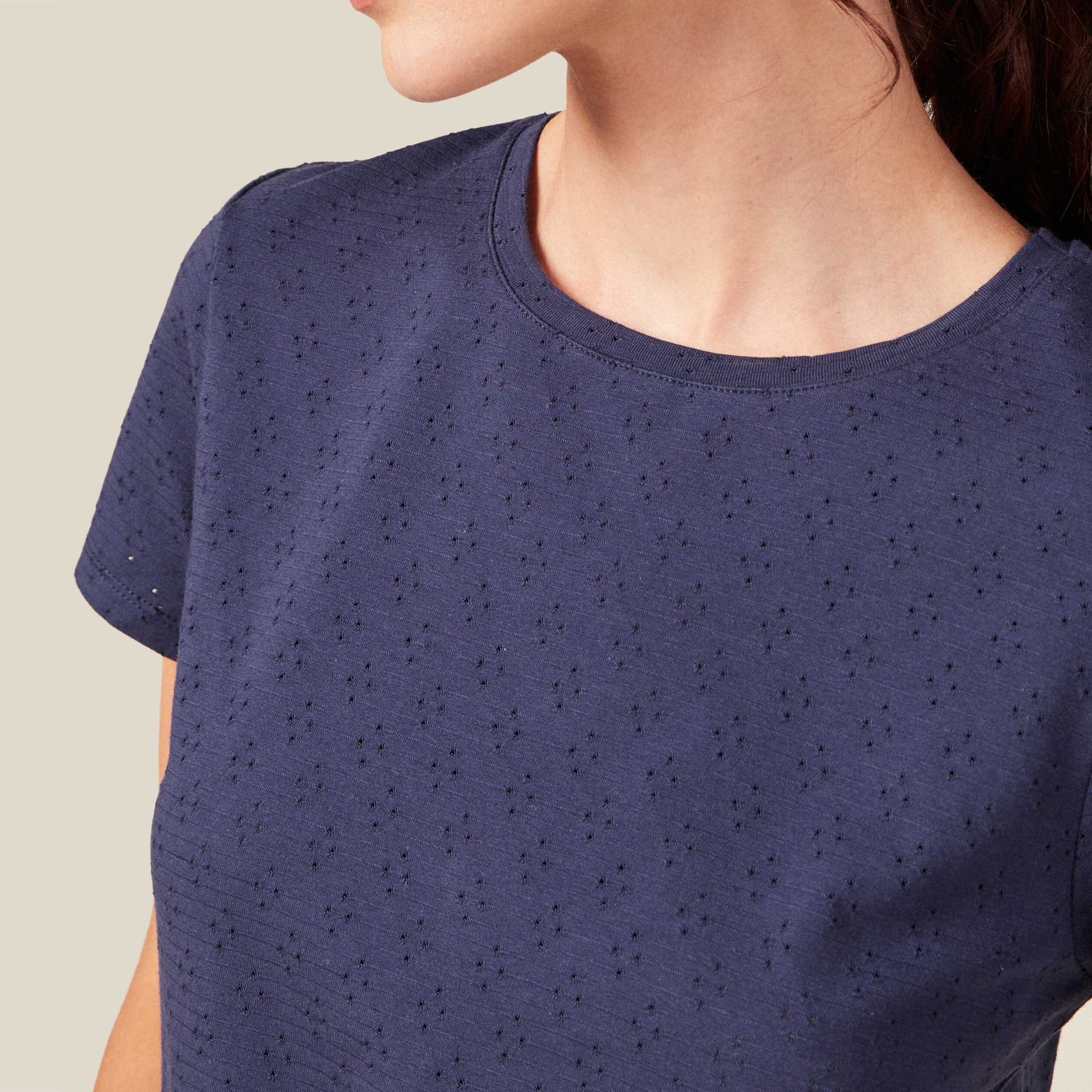 T-shirt manches courtes bleu marine femme