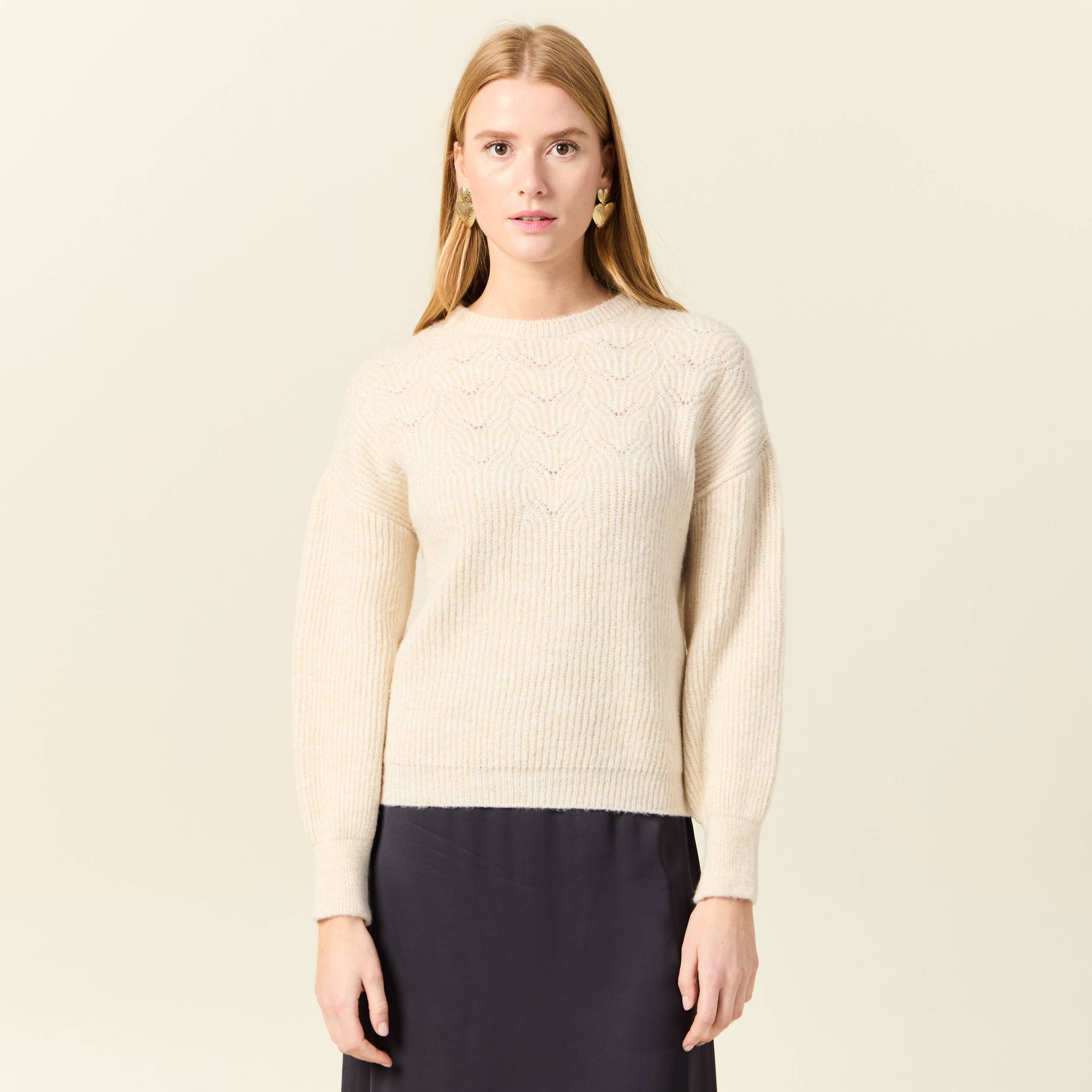 pull manches longues creme femme Pull manches longues creme femme