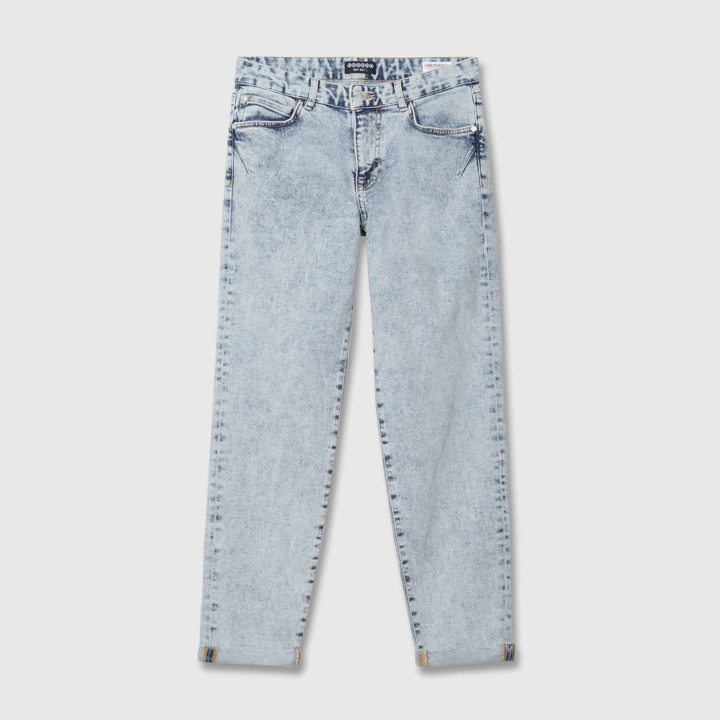 Jeans girlfriend 5 poches denim snow bleu femme