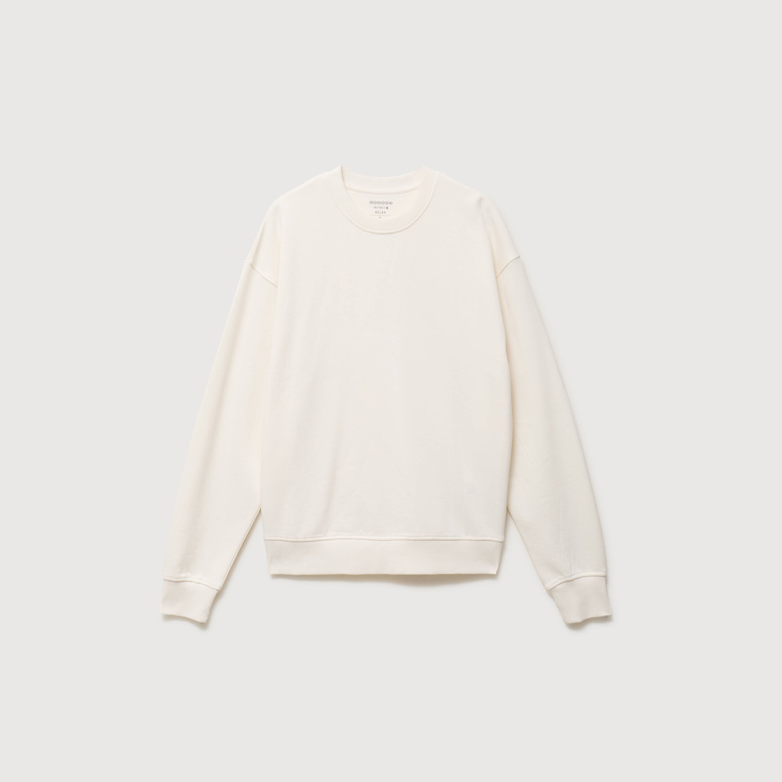 Sweat col rond manches longues en coton ecru homme