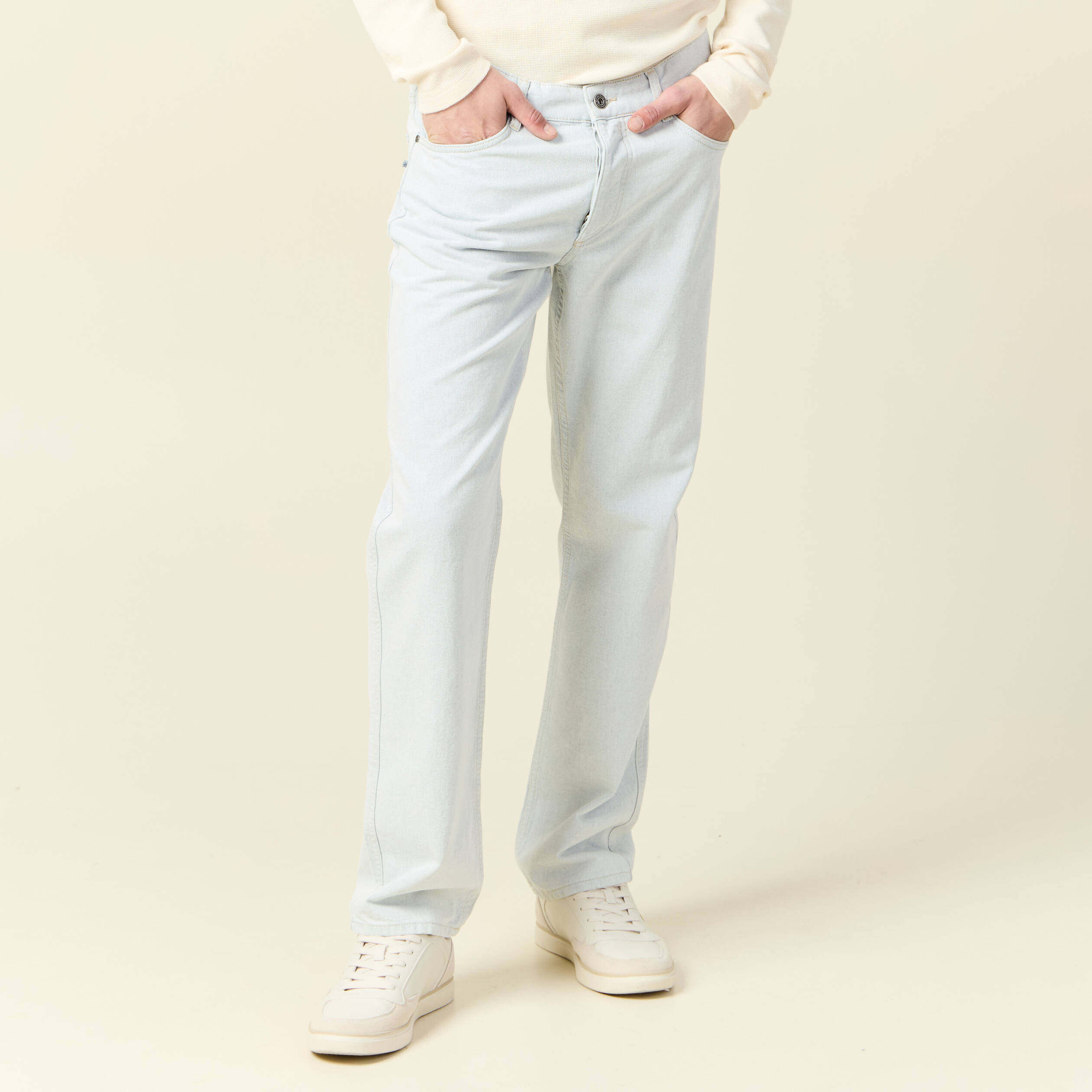 Jeans regular 5 poches denim snow bleach homme