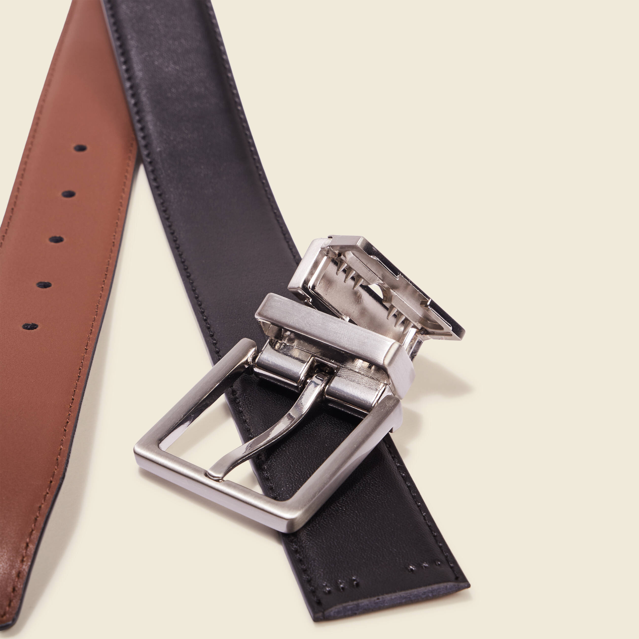 Ceinture réversible en cuir noir homme