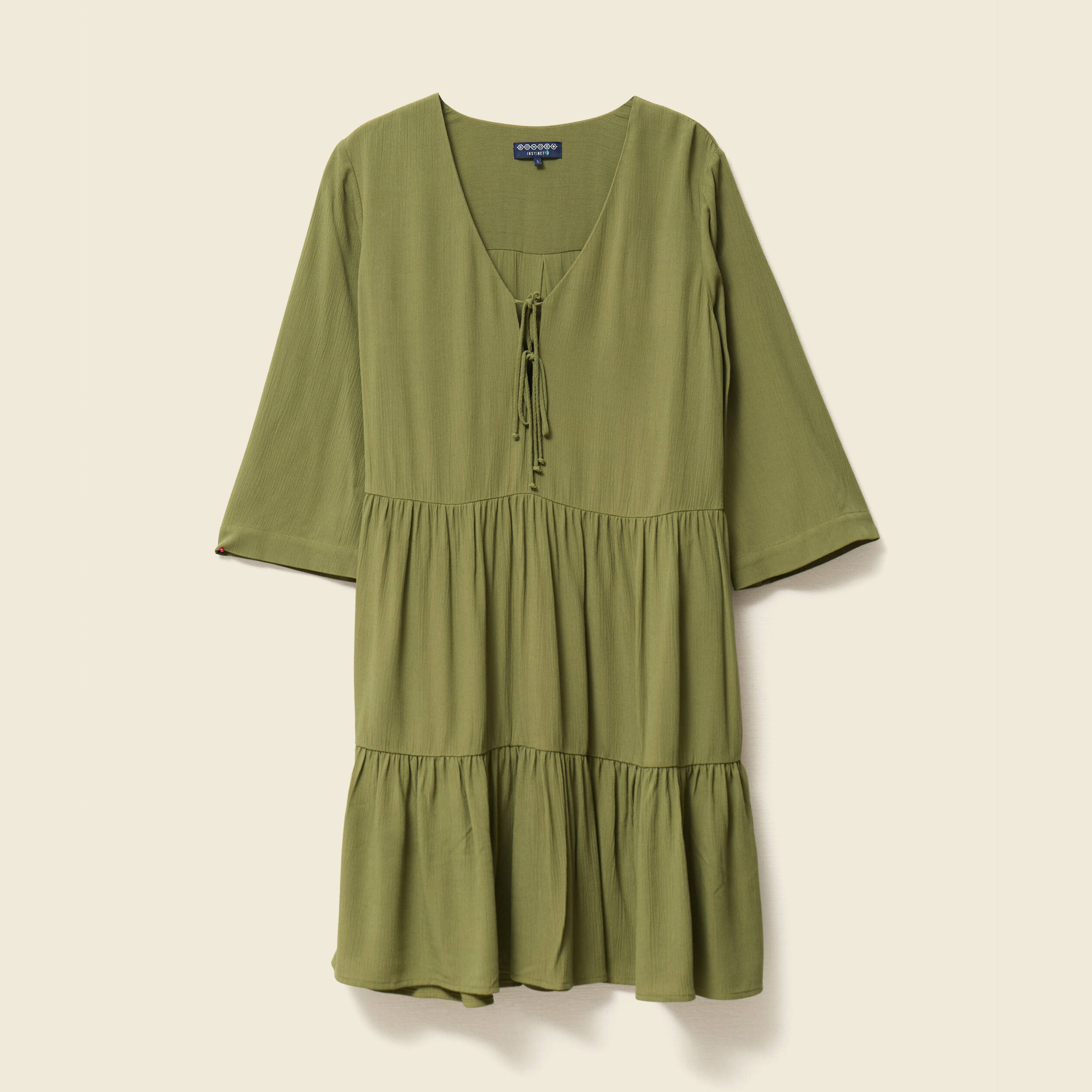 robe evasee manches 34 vert kaki femme Robe évasée manches 3/4 vert kaki femme