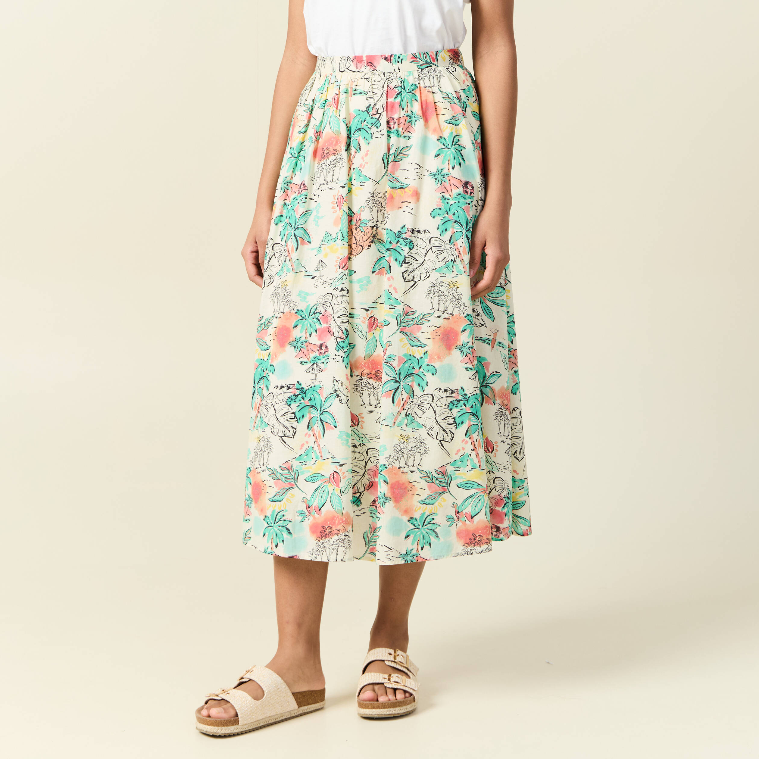jupe longue evasee blanc femme Jupe longue évasée blanc femme
