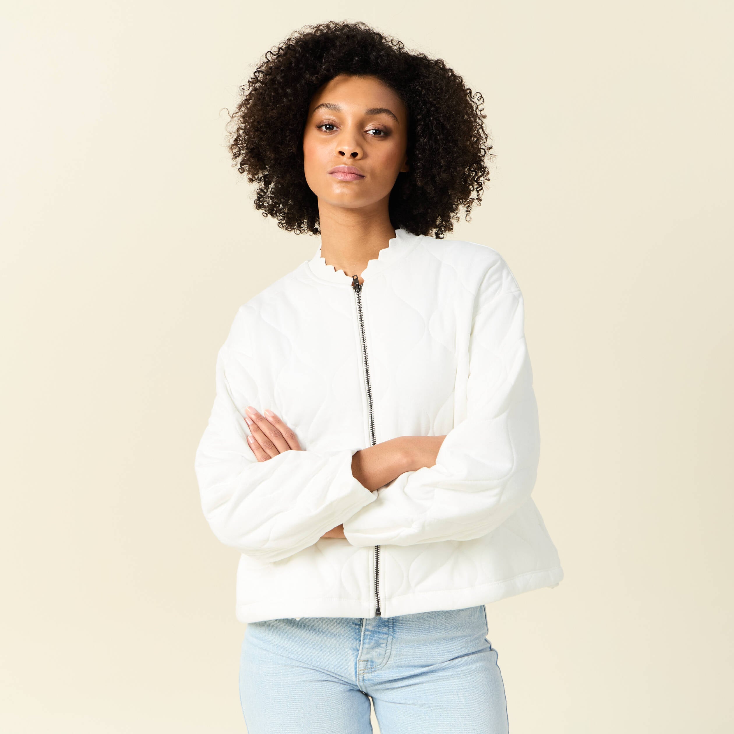 Gilet matelass&eacute; ecru femme