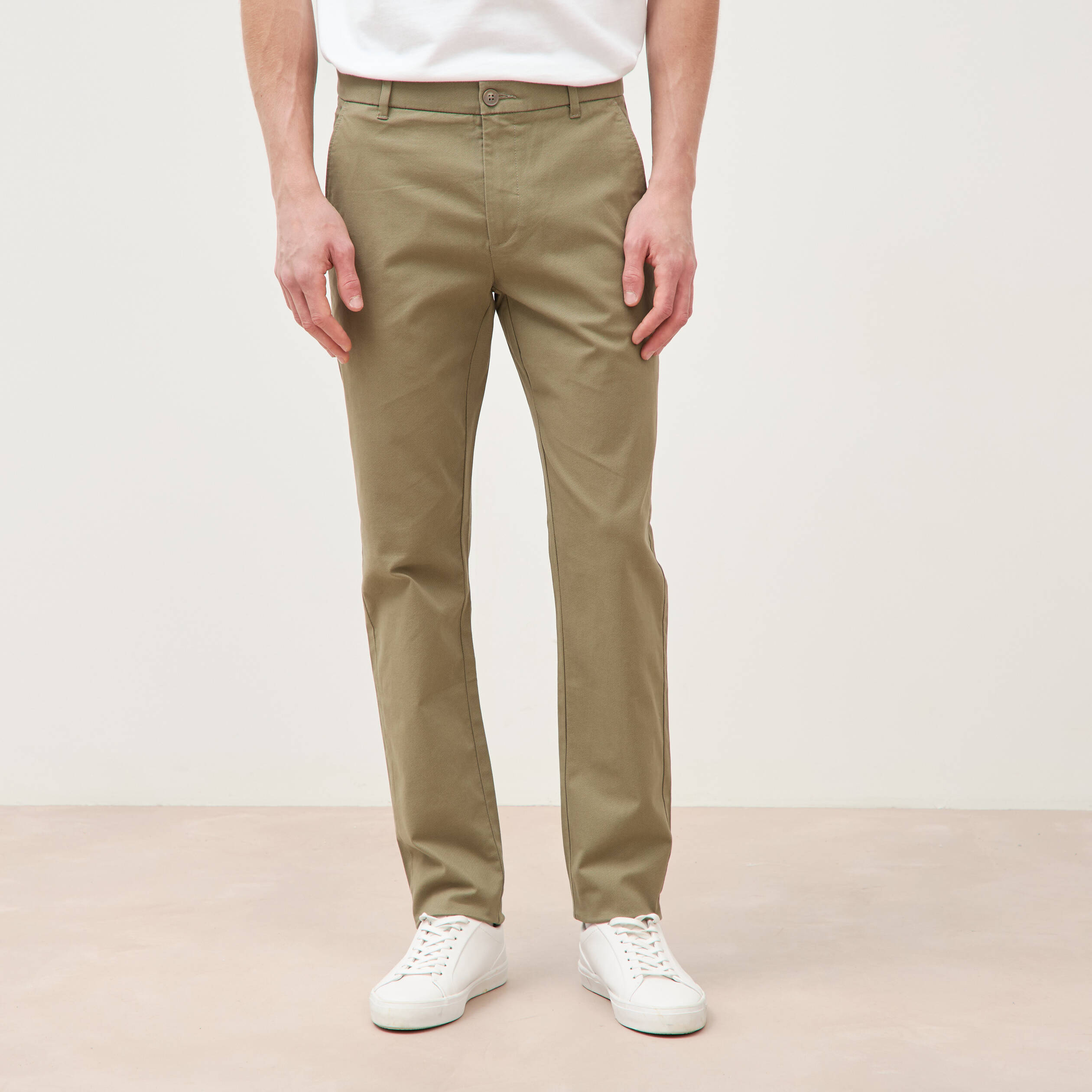 Pantalon chino slim vert kaki homme