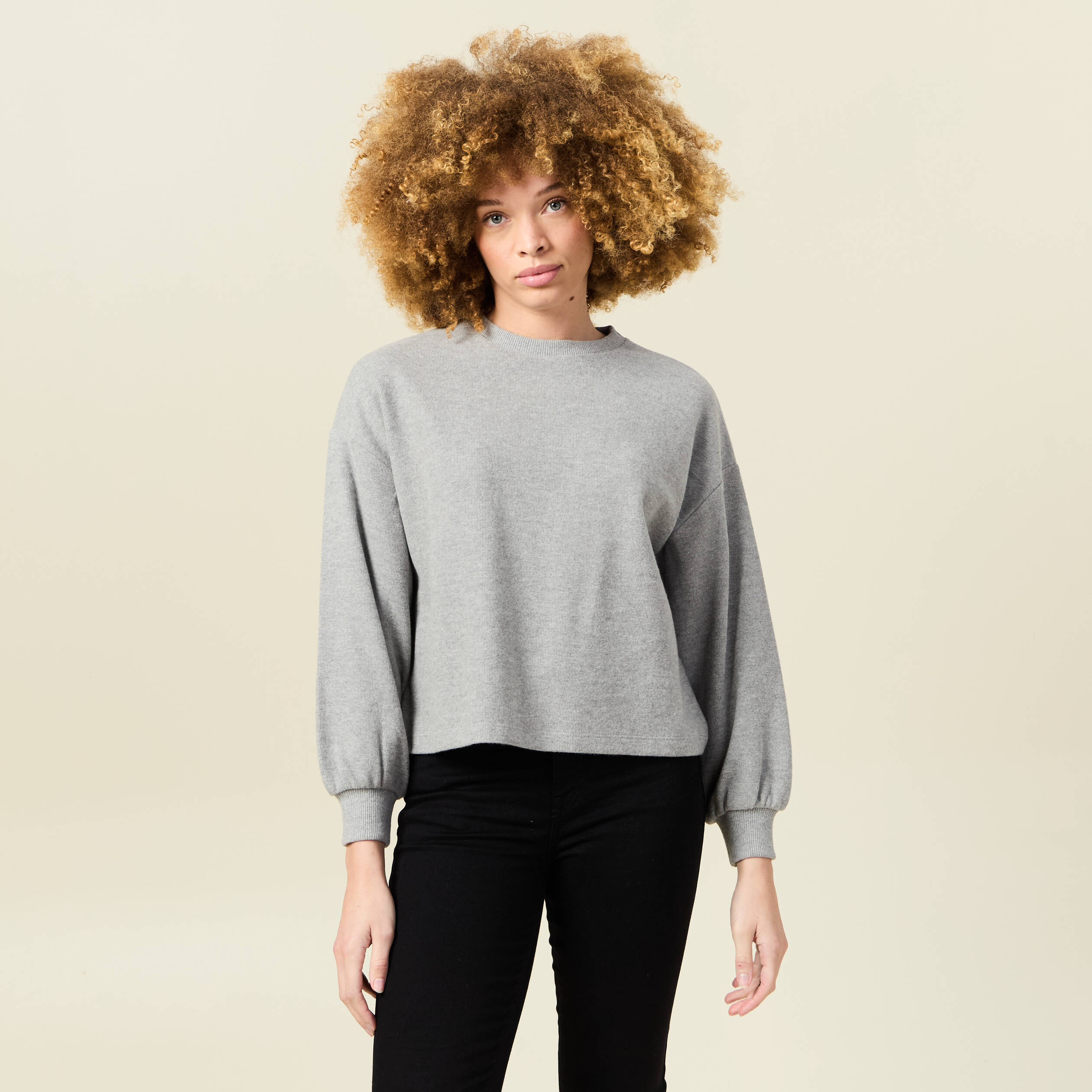 Sweat manches longues oversize gris femme