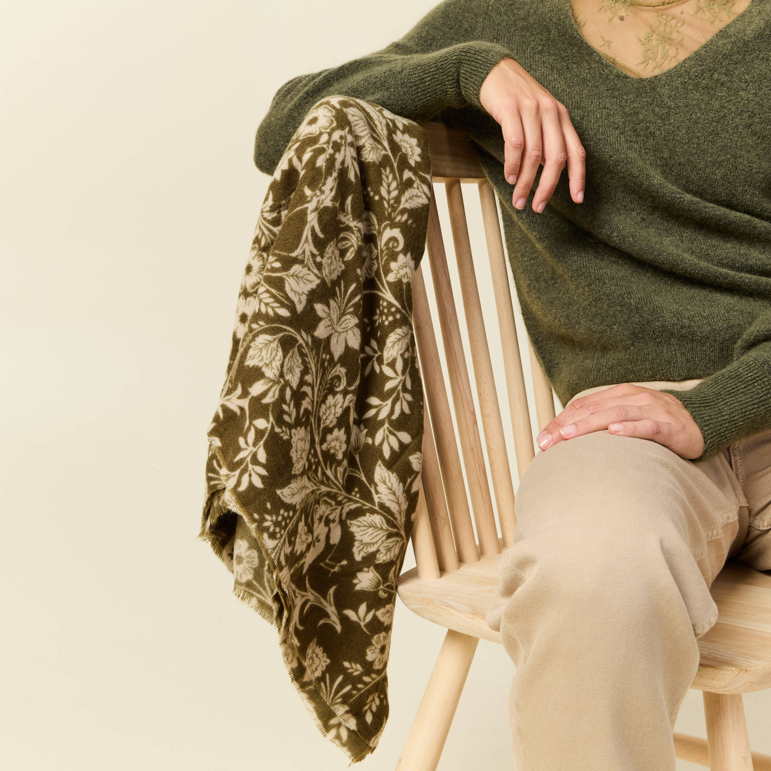 Écharpe vert kaki femme