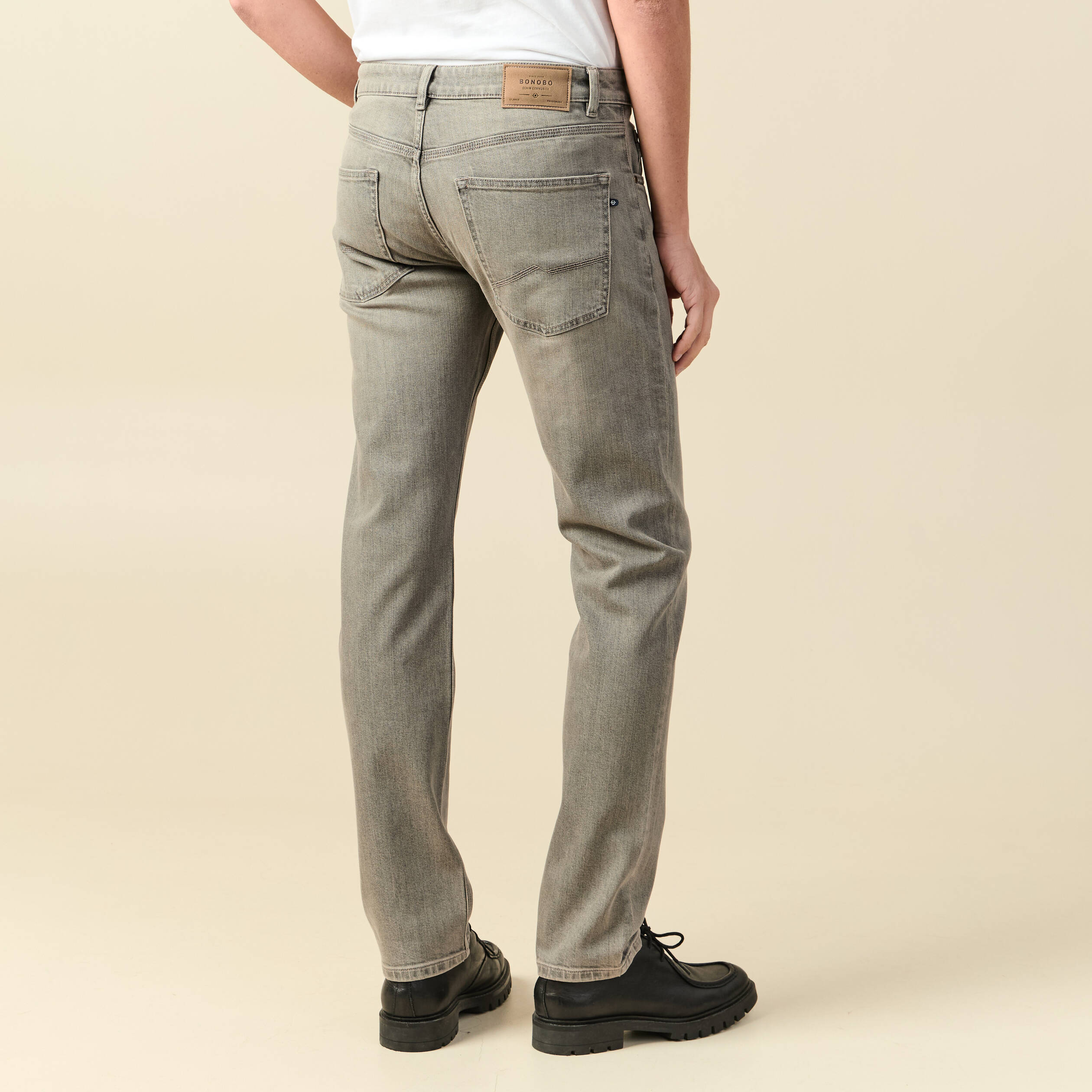 Jeans straight longueur 34 denim snow gris homme