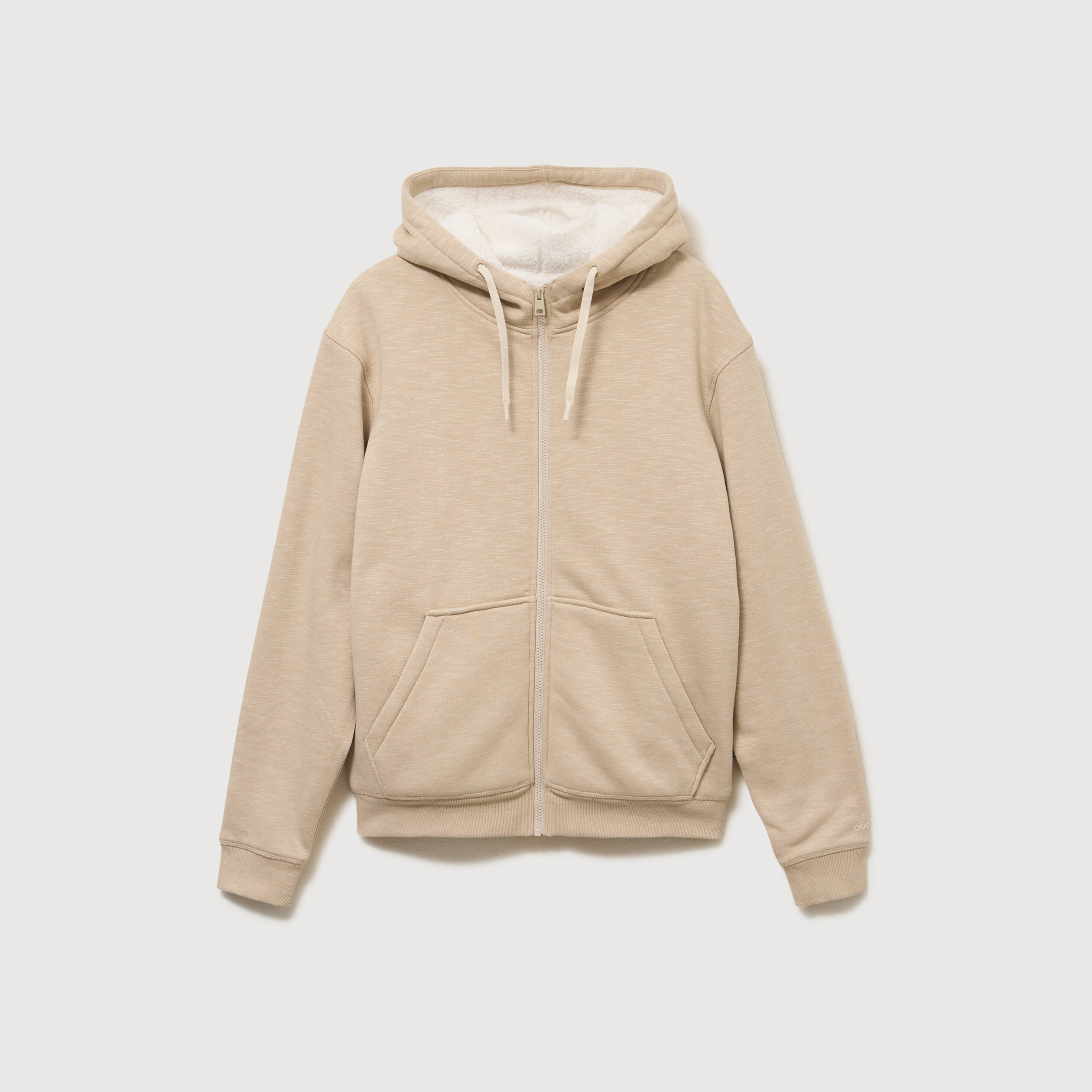Sweat manches longues zipp&eacute; beige homme