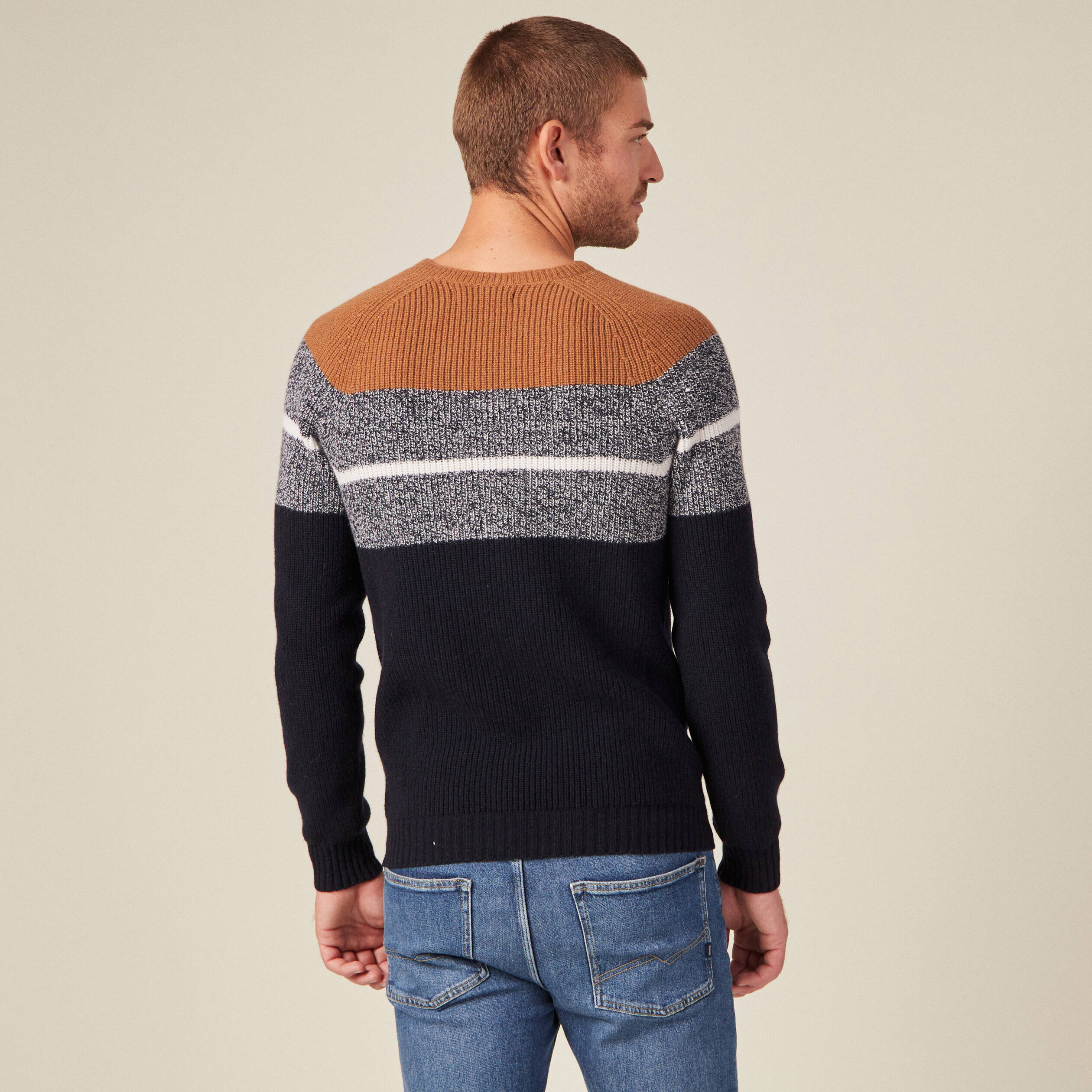 Pull Manches Longues Garçon Sonoma - Gris Et Noir Rayé, 100% Coton, Taille 7 (XL) Neuf
