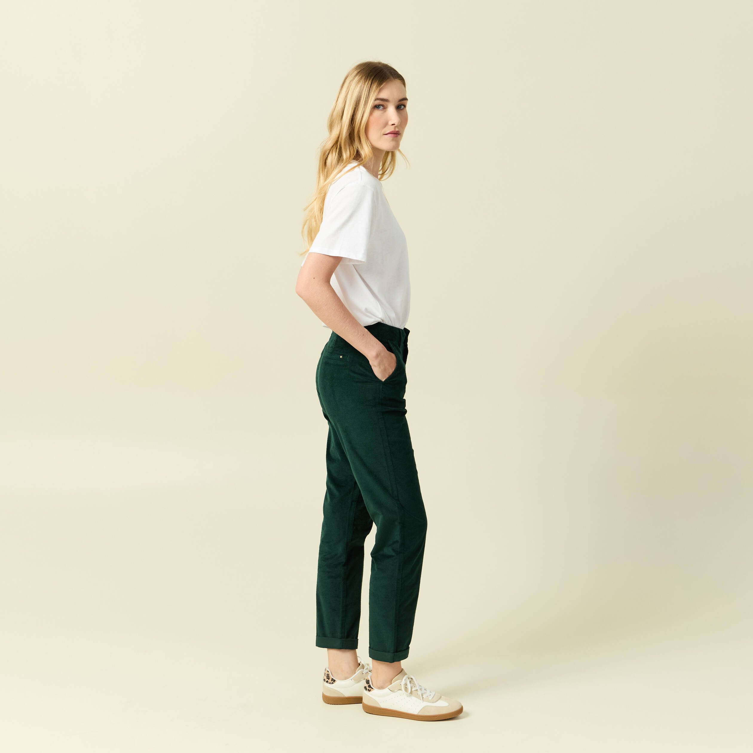 STREET-ONE Pantalon à jambes larges pour femmes en Vert - BONNY