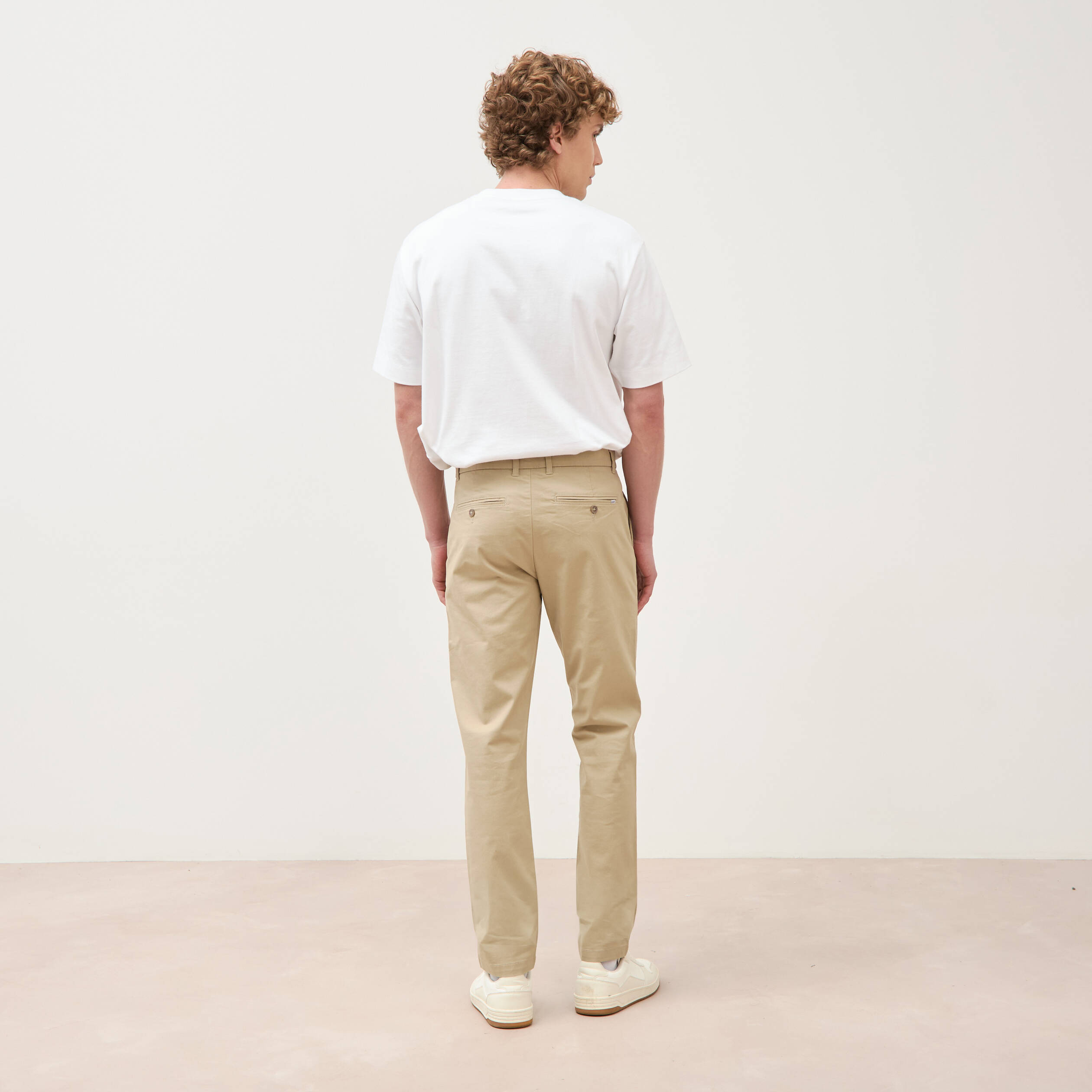 Pantalon chino slim beige homme
