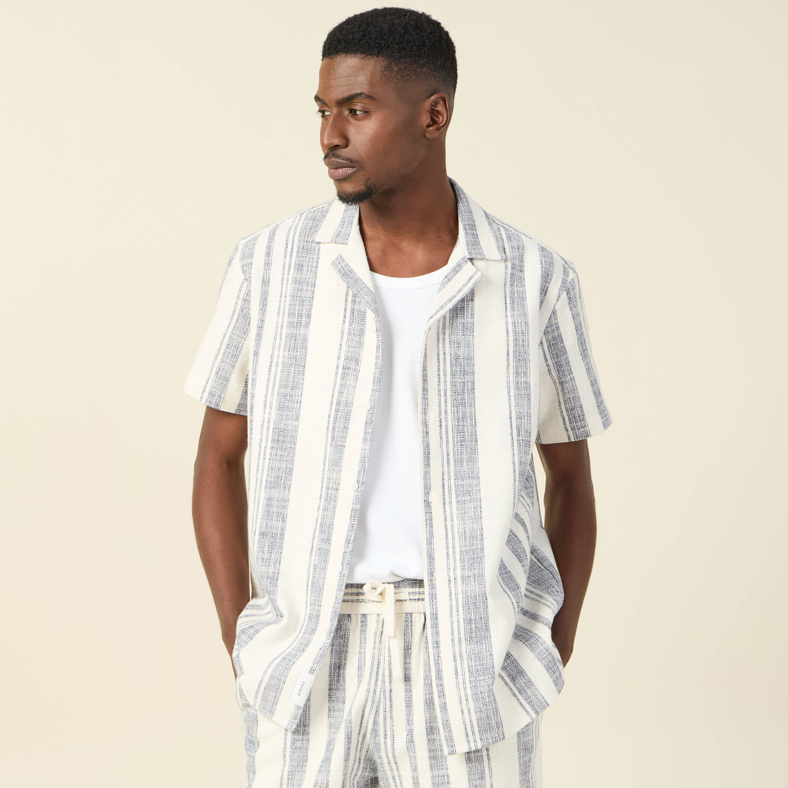 Chemise manches courtes ecru homme
