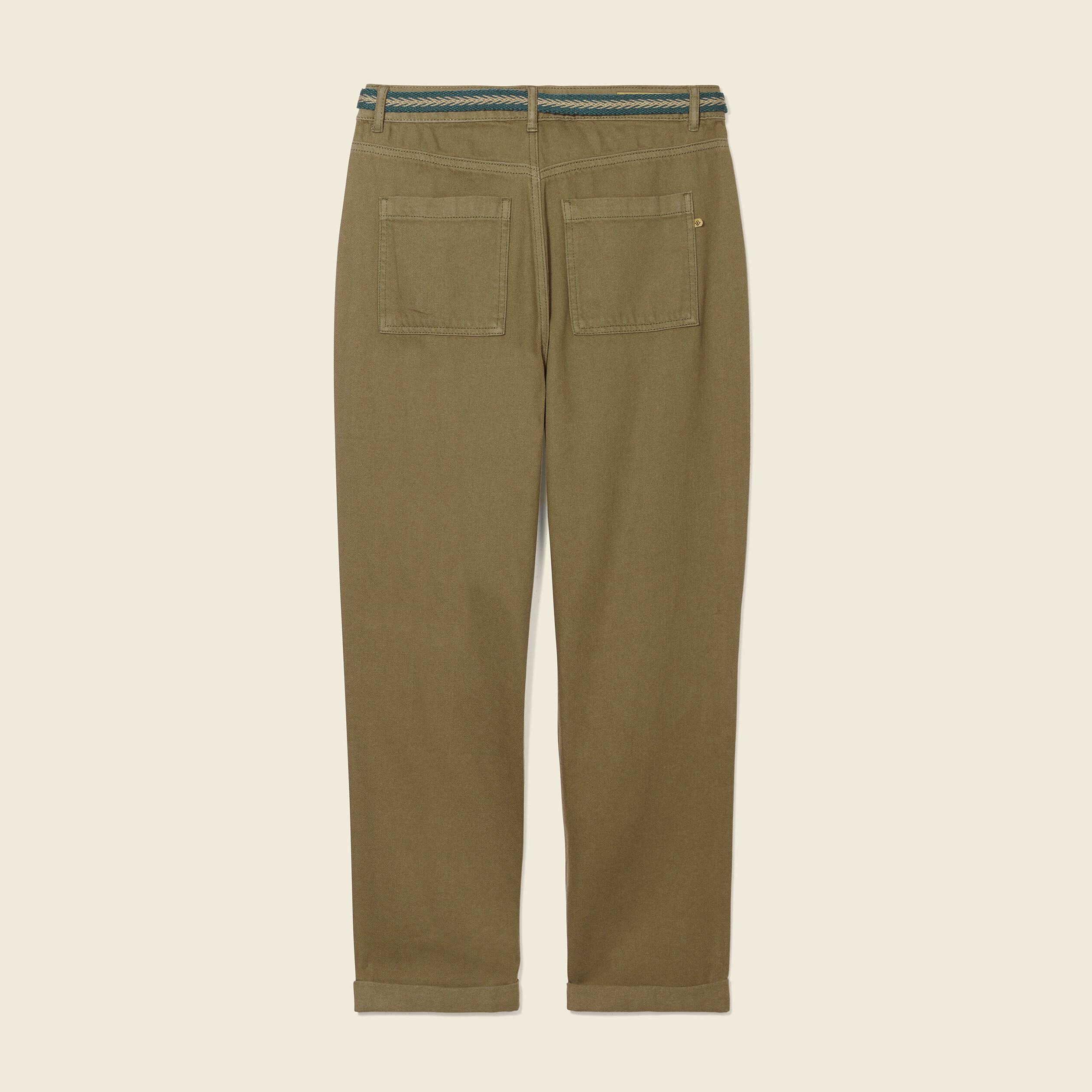 pantalon large ceinture vert kaki femme Pantalon large ceinturé vert kaki femme
