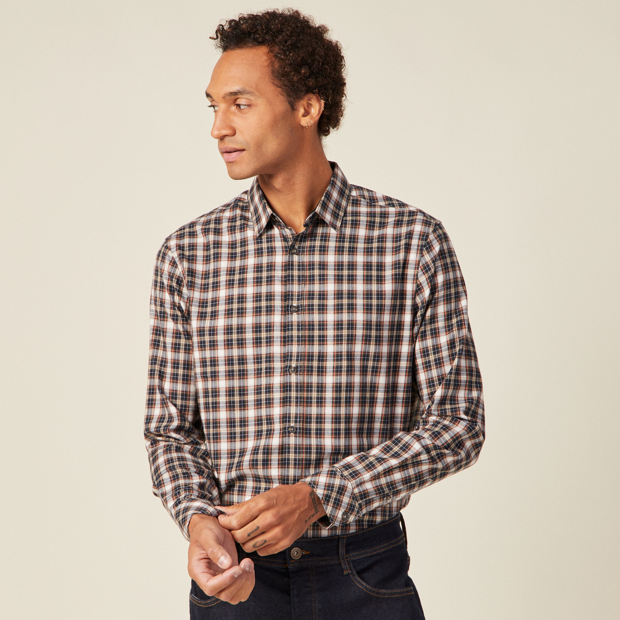 Chemise manches longues ecru homme