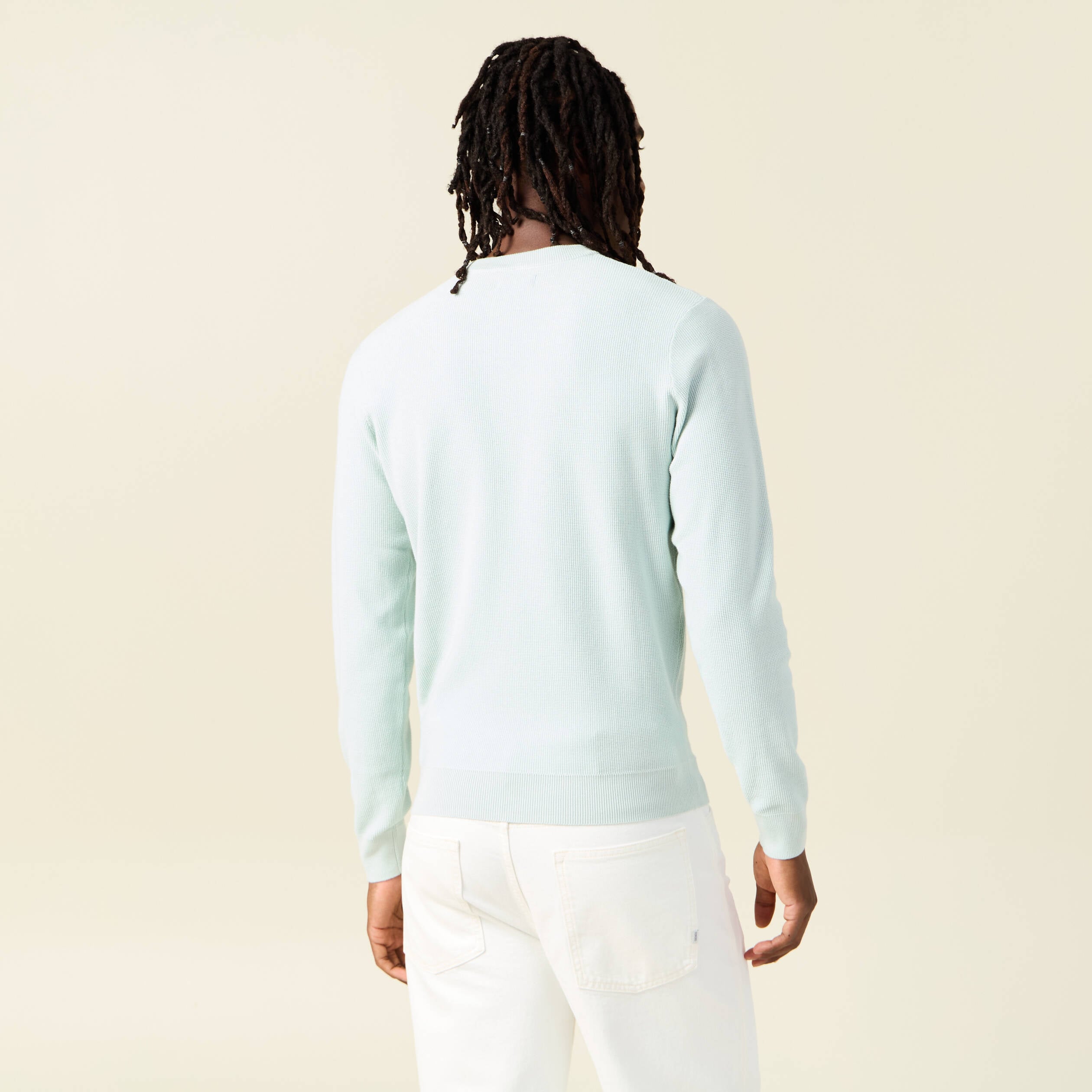 Pull fin col rond manches longues bleu clair homme