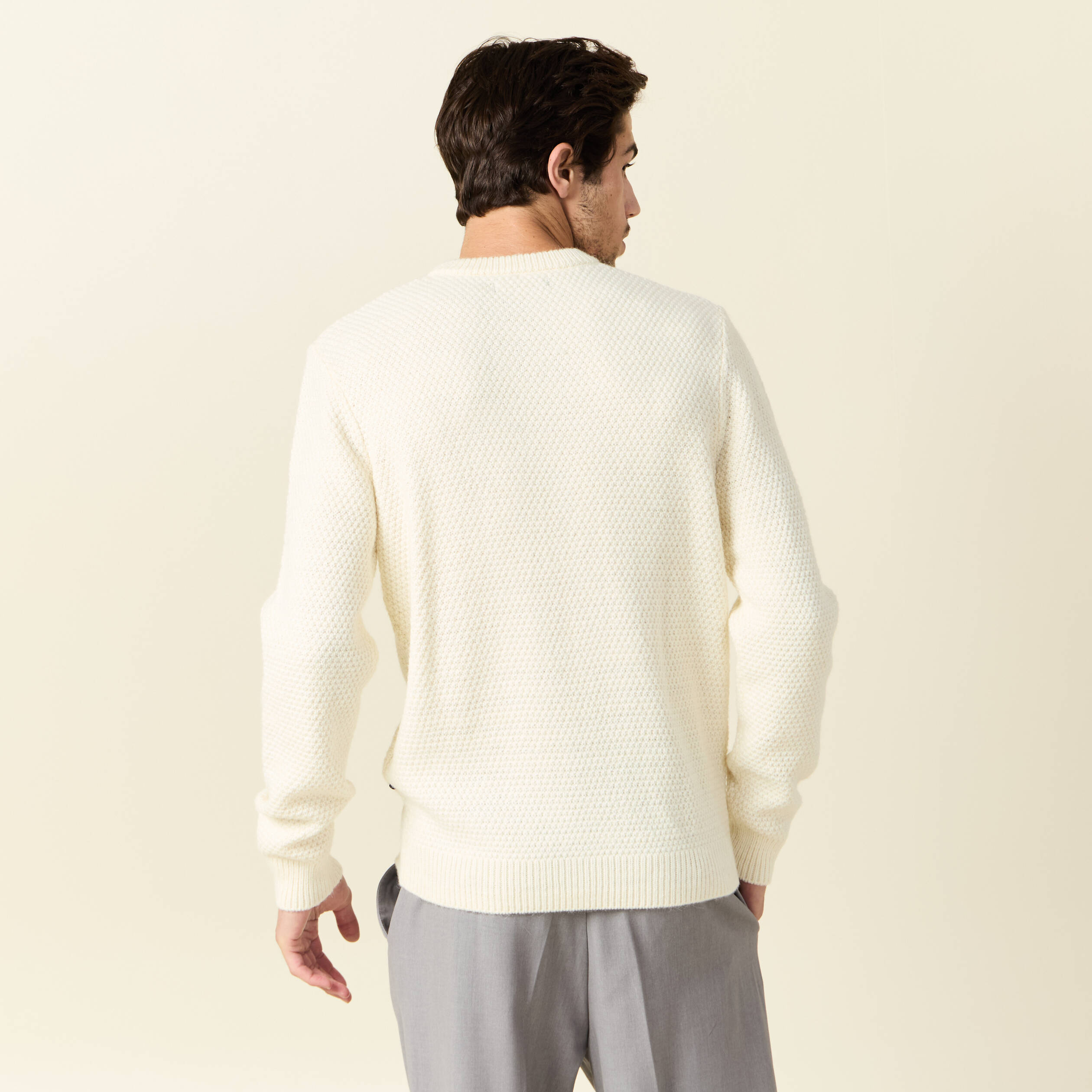 Pull manches longues ecru homme