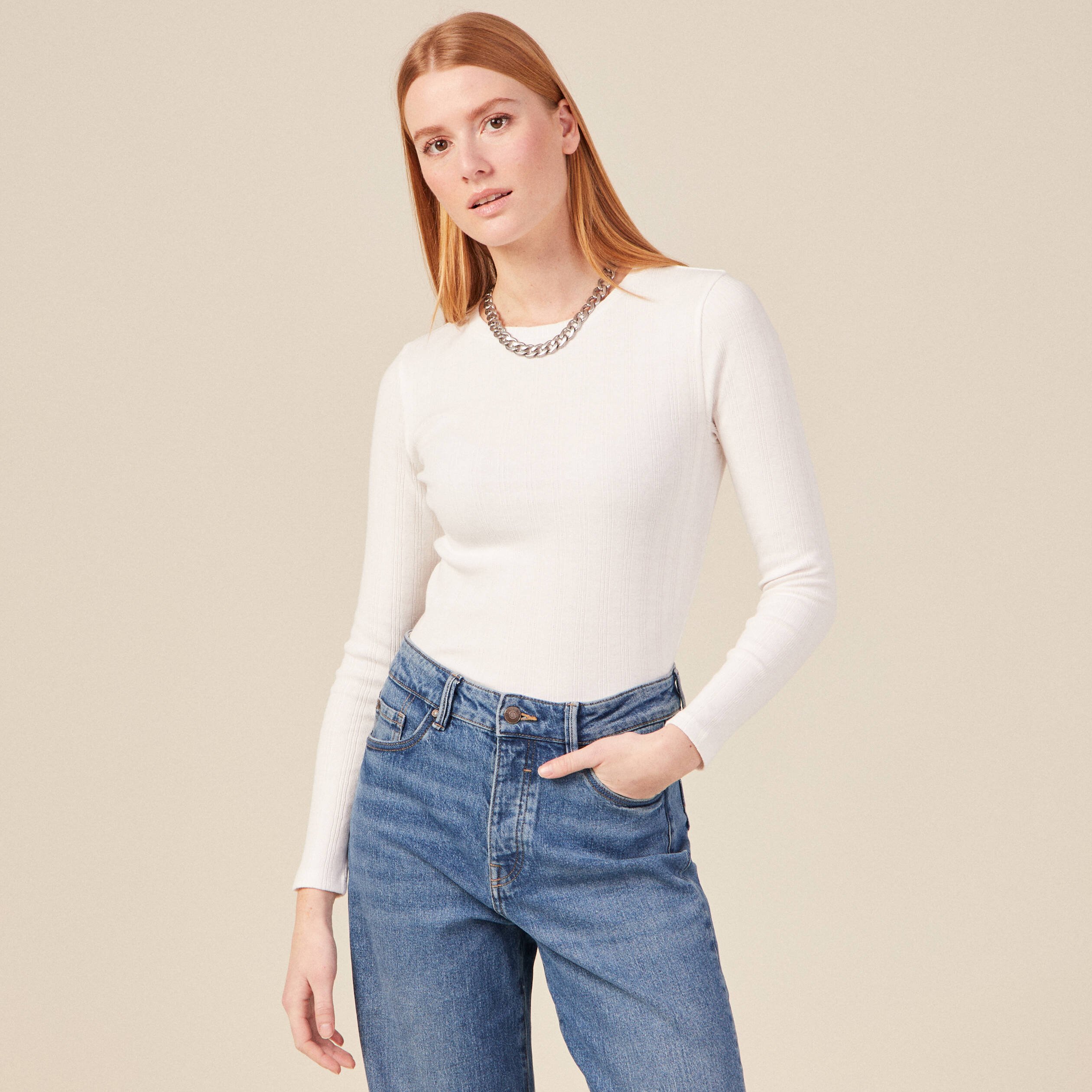 t shirt eco responsable ecru femme T-shirt éco-responsable ecru femme
