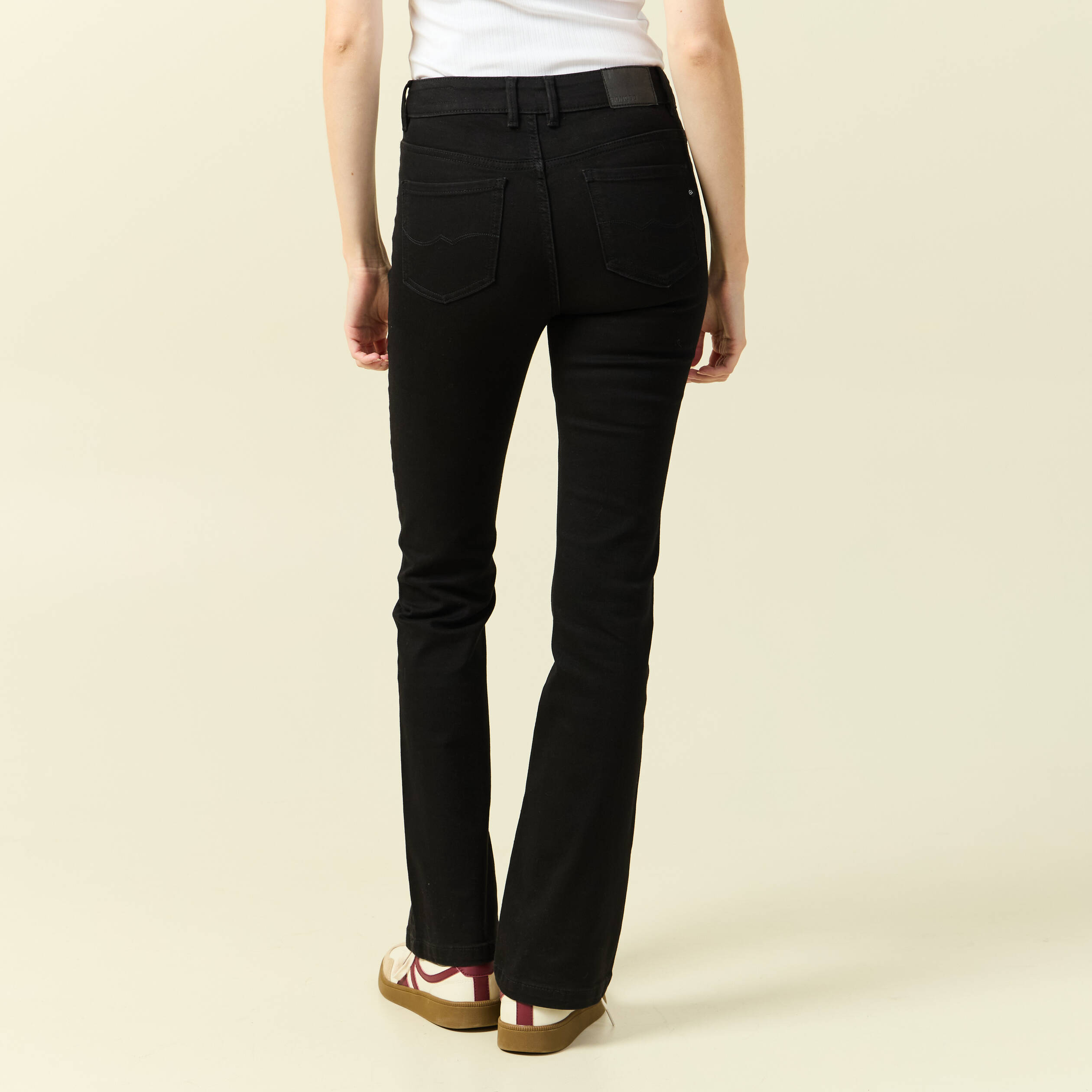 Jeans bootcut taille haute denim noir femme
