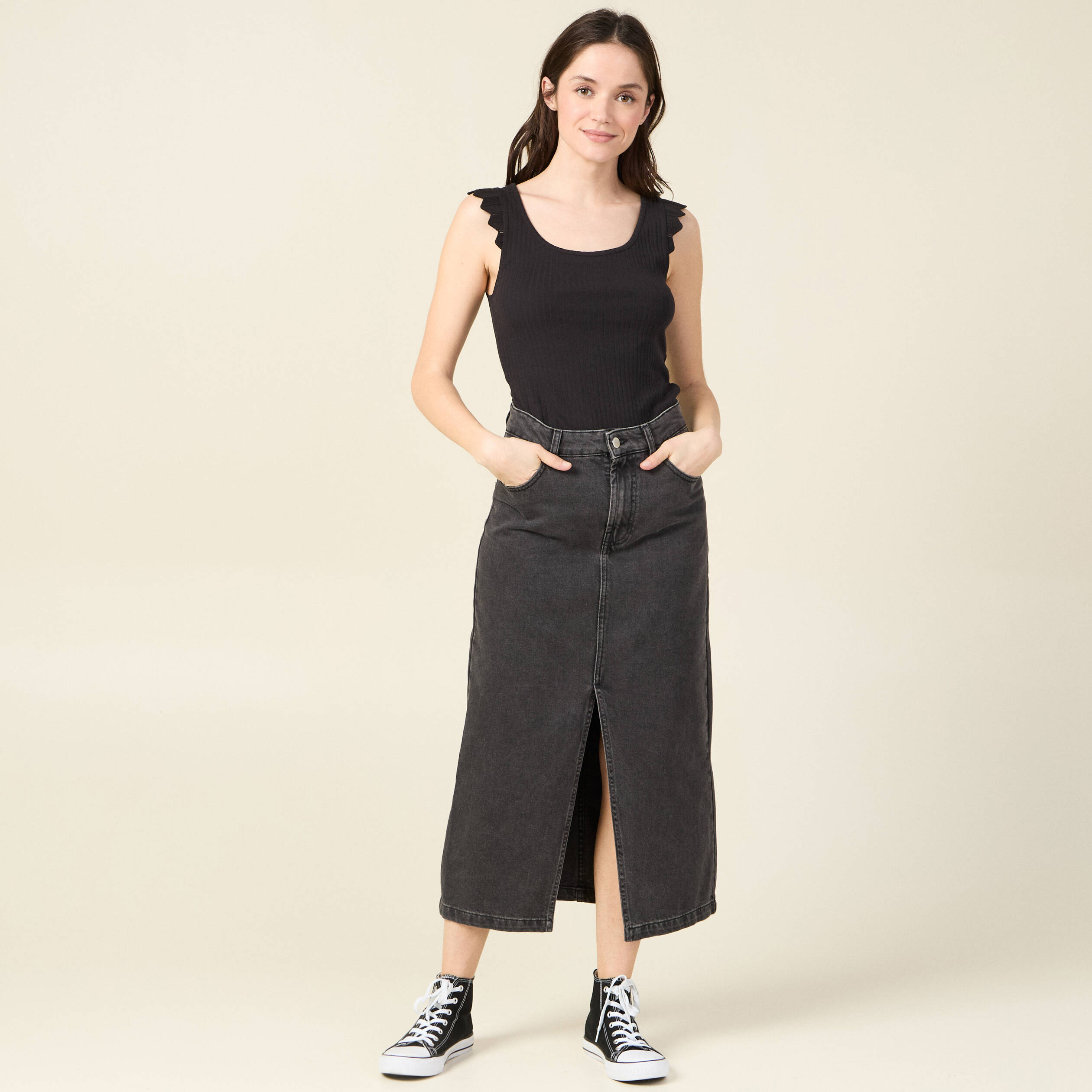 debardeur bretelles larges noir femme Débardeur bretelles larges noir femme