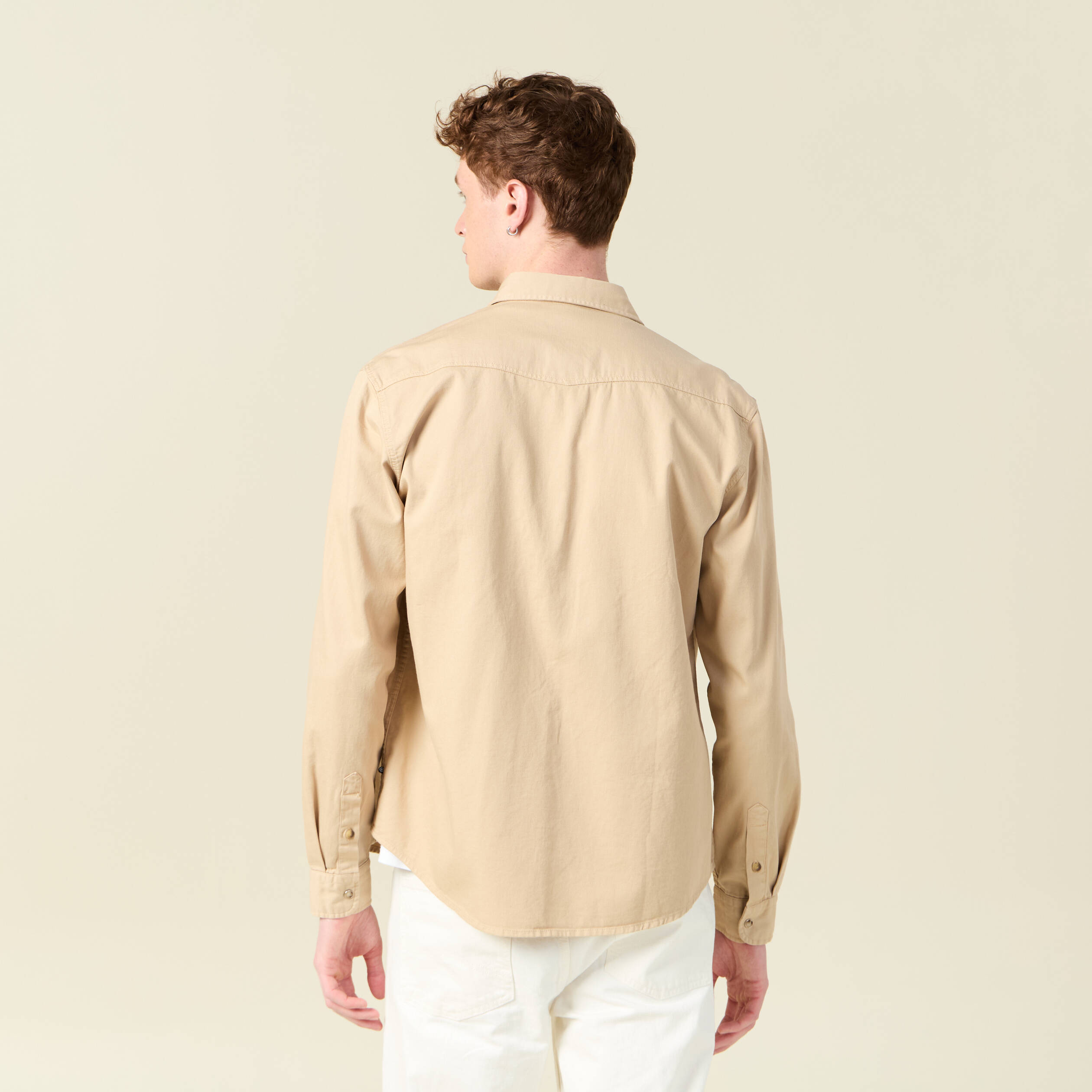 chemise manches longues beige homme Chemise manches longues beige homme