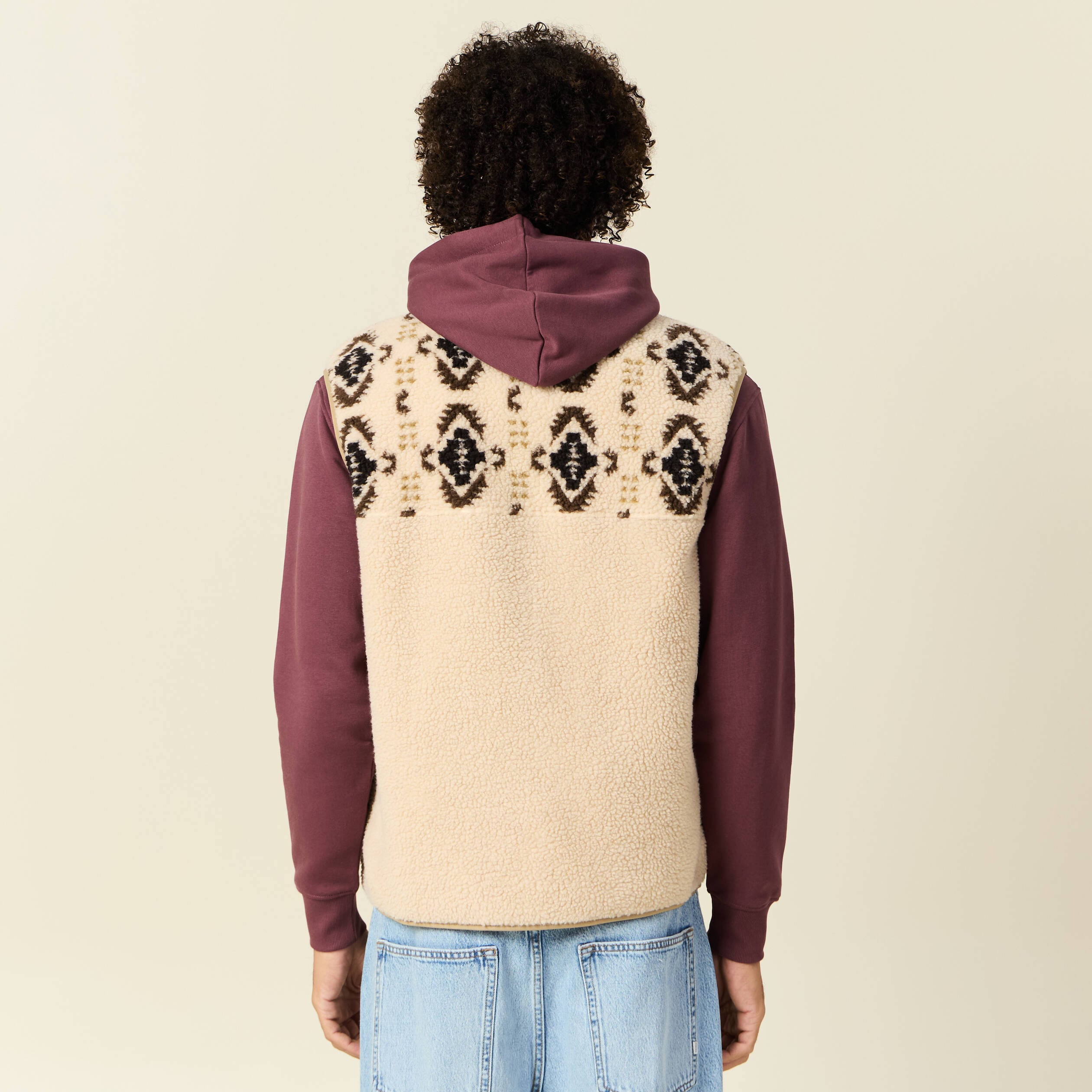 Gilet sans manches zipp&eacute; ecru homme