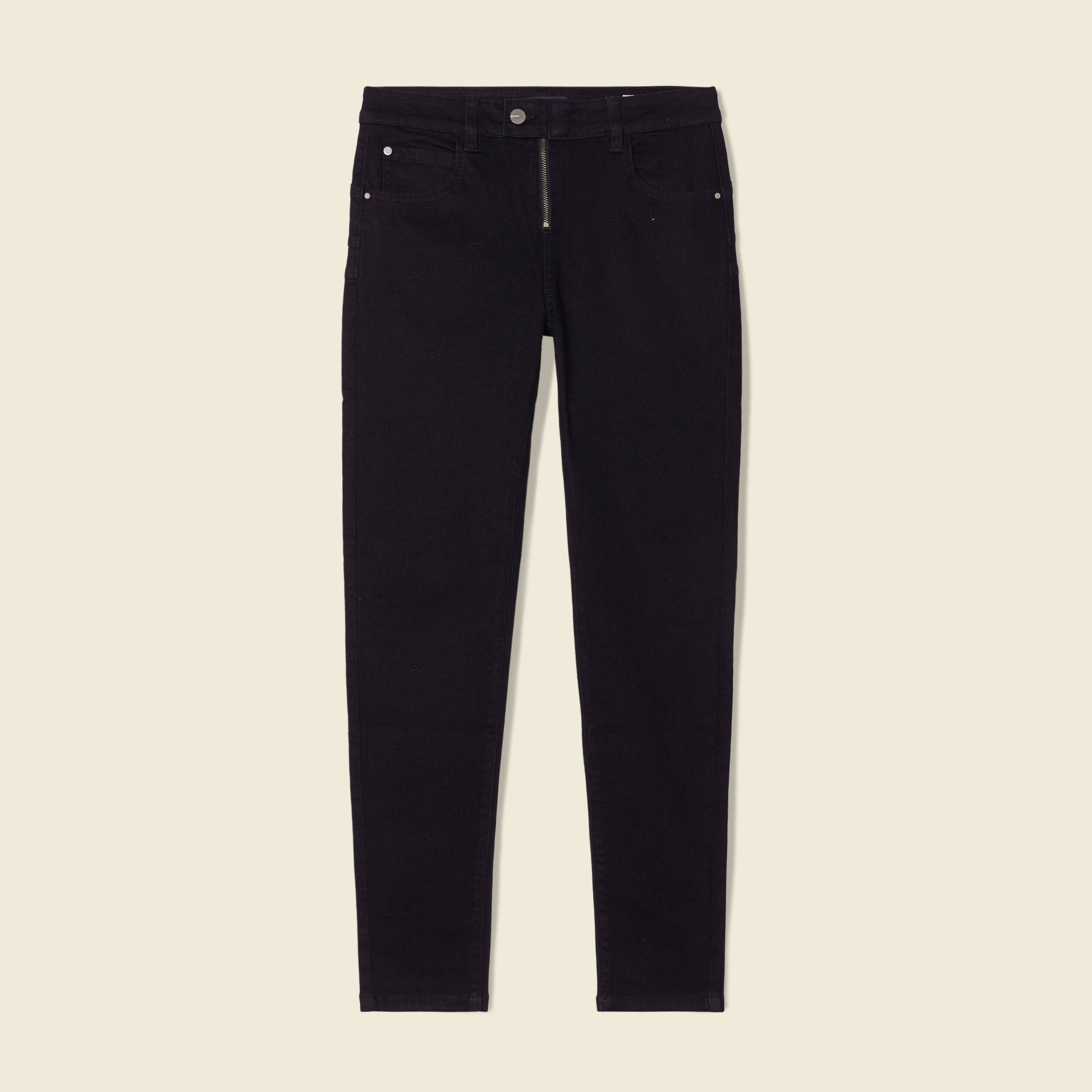 jeans skinny zippe denim noir femme Jeans skinny zippé denim noir femme