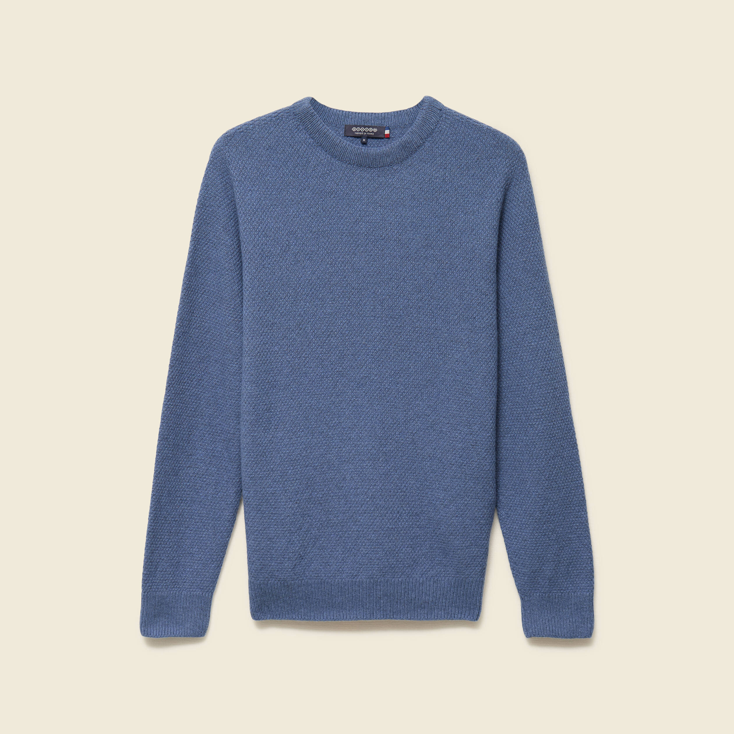 Pull manches longues fabriqu&eacute; en France bleu fonc&eacute; homme