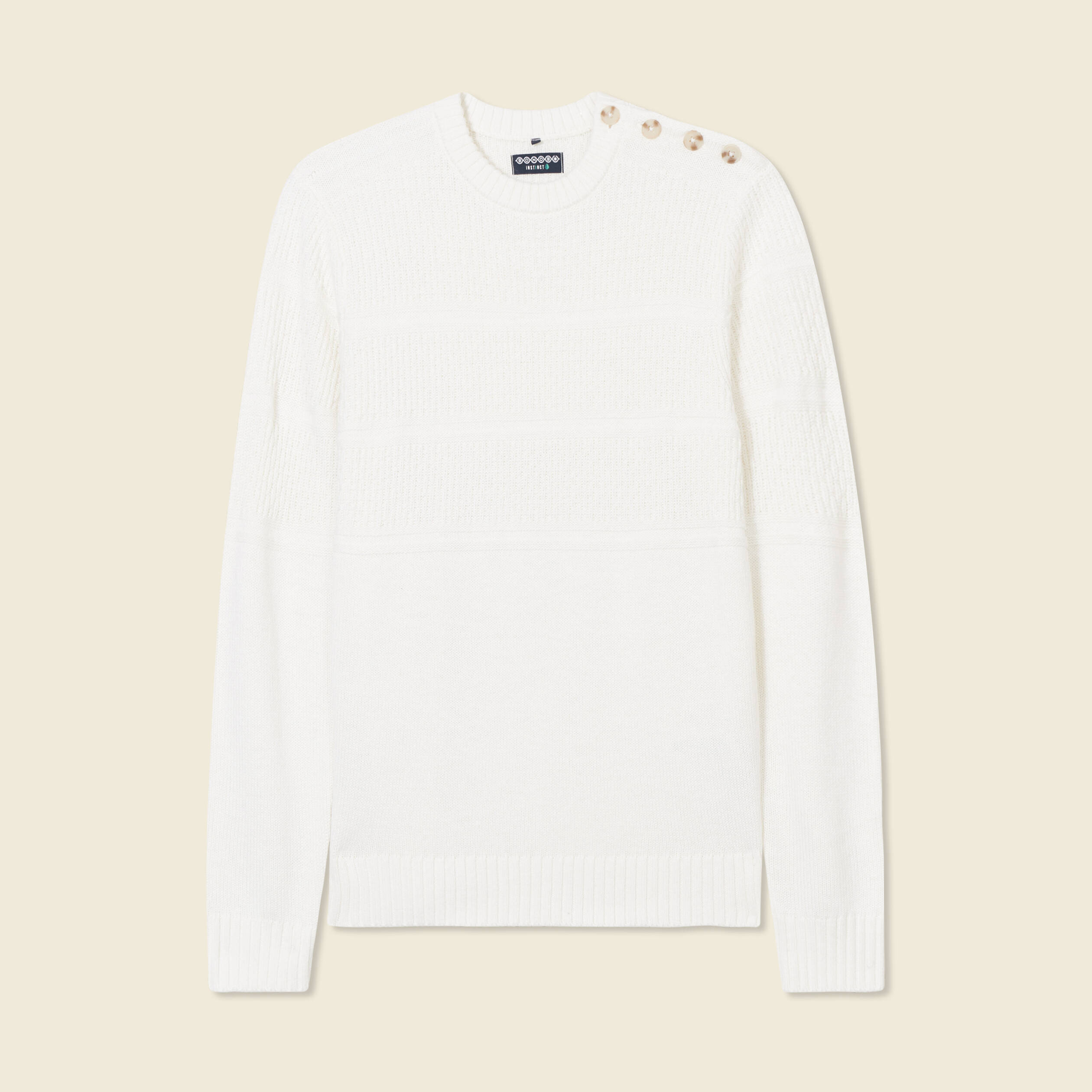 Pull manches longues boutons ecru homme