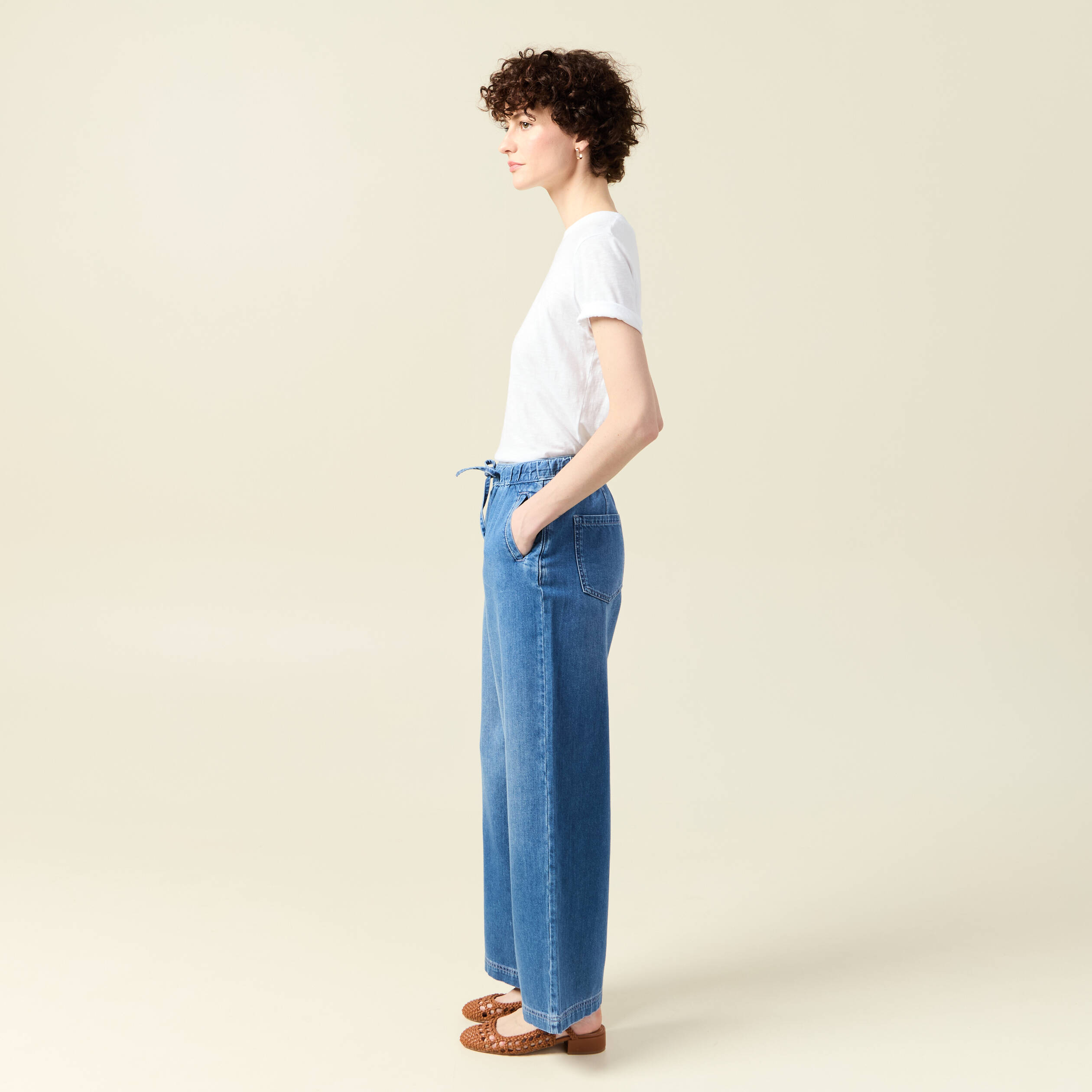 jeans jogging elastique denim used femme Jeans jogging élastiqué denim used femme