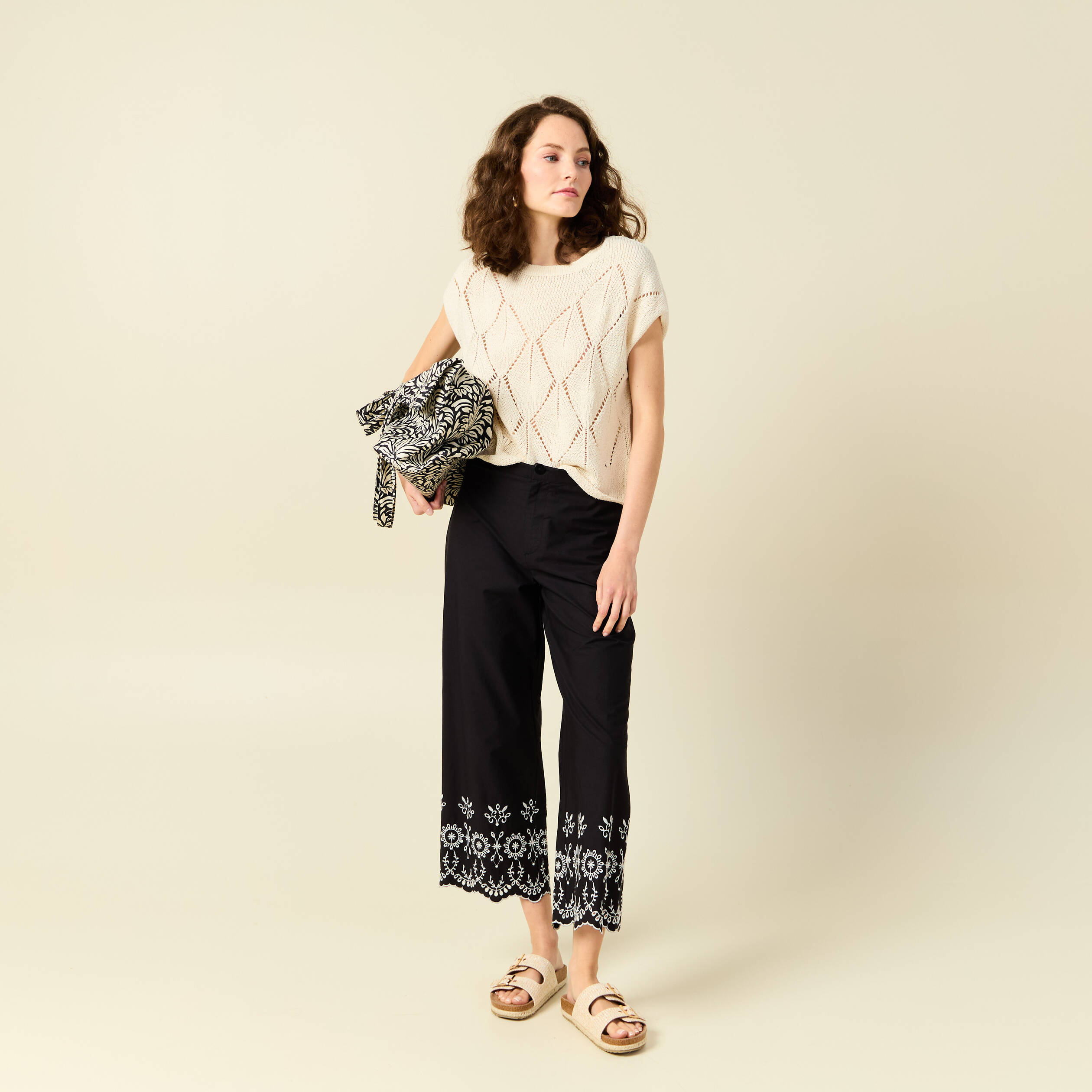 pull ajoure eco responsable beige femme Pull ajouré éco-responsable beige femme