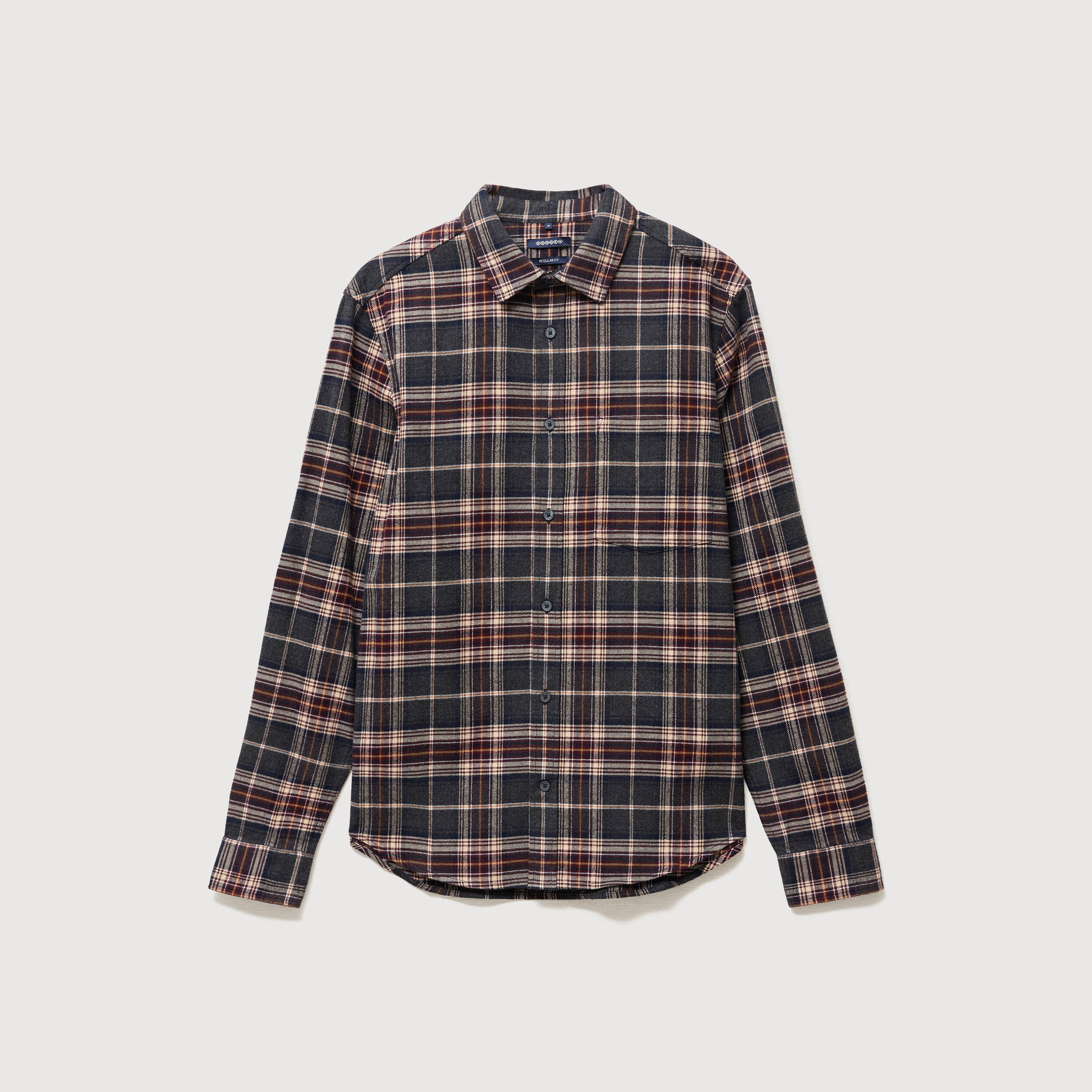Chemise col classique manches longues gris fonc&eacute; homme