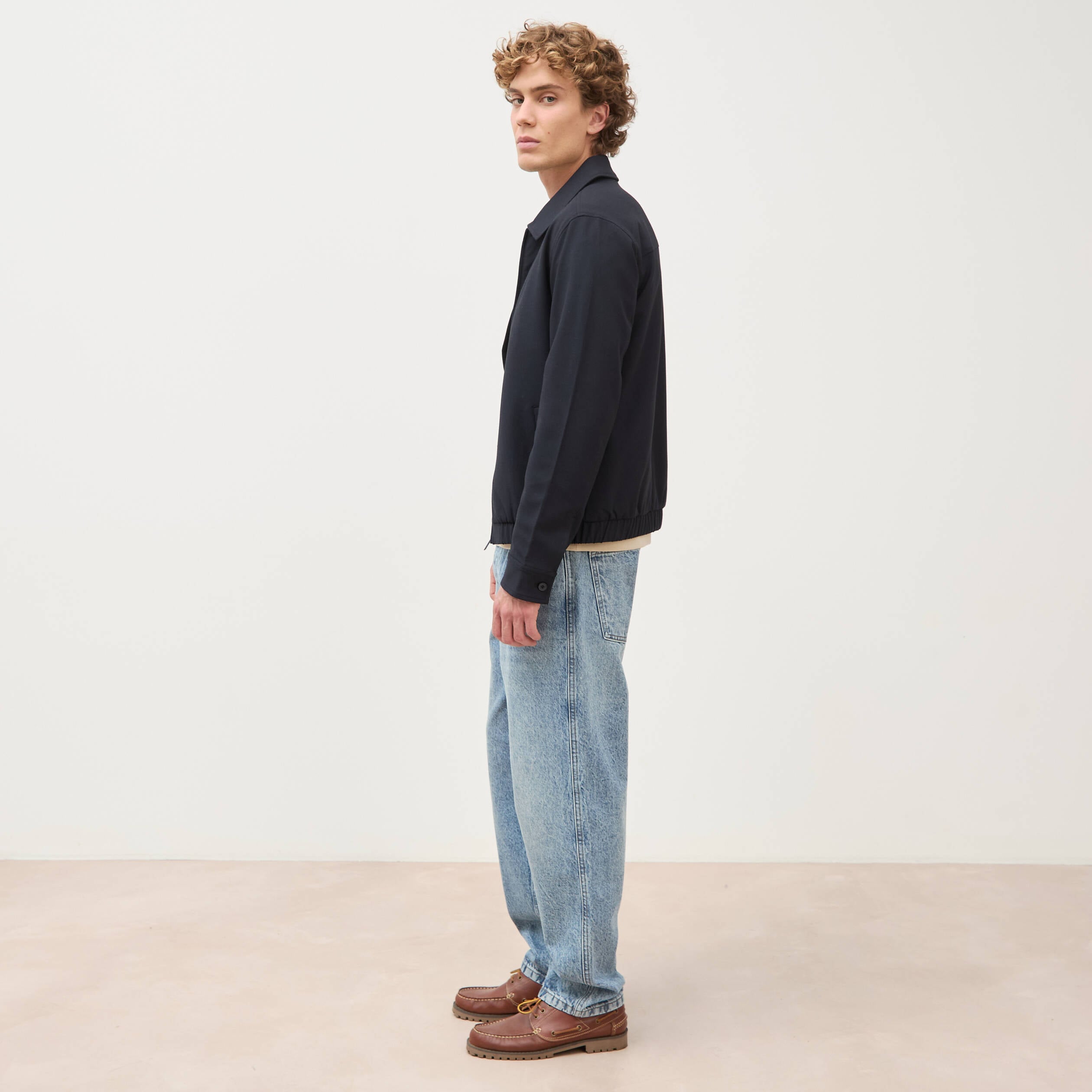 Blouson manches longues doubl&eacute; bleu marine homme