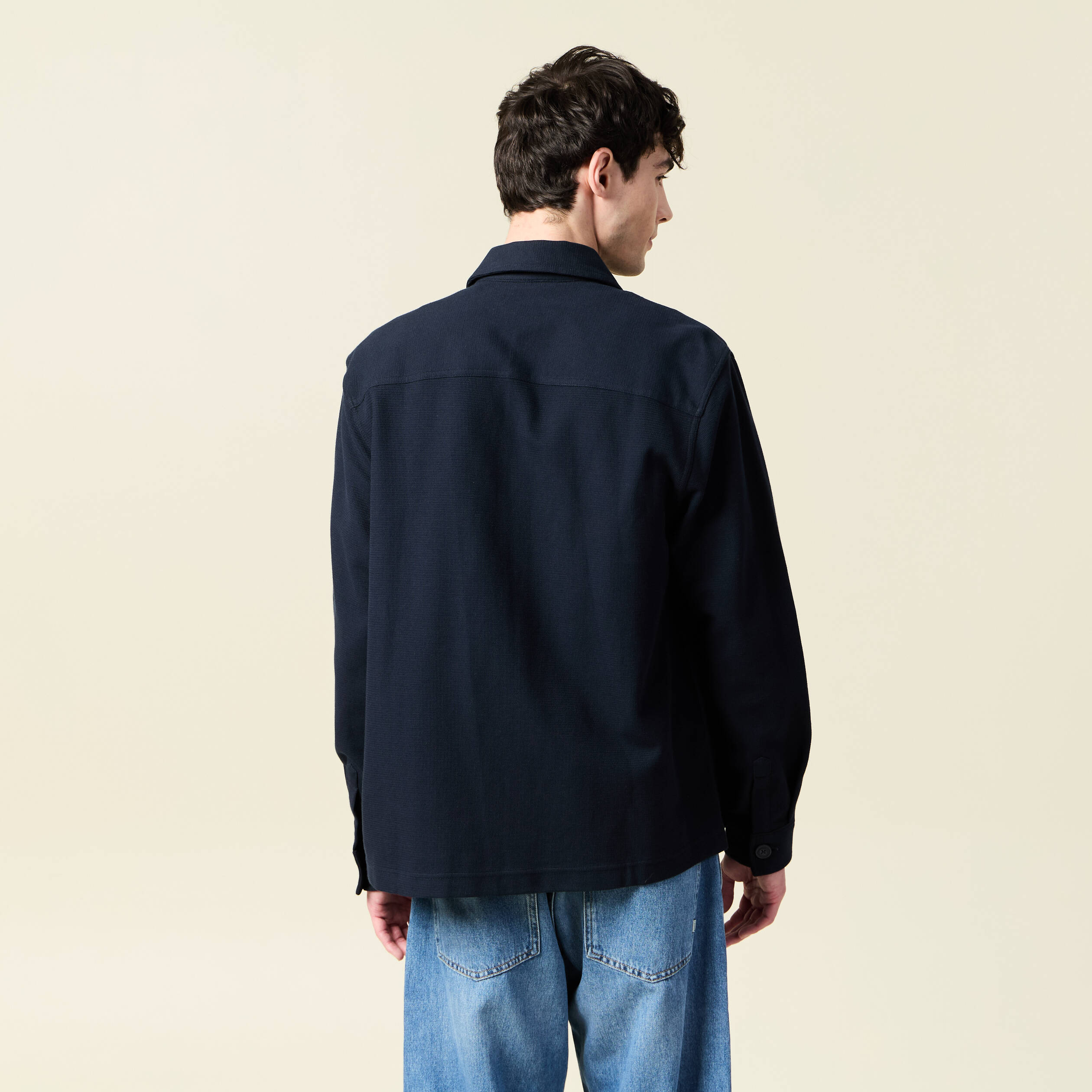 Surchemise manches longues bleu marine homme