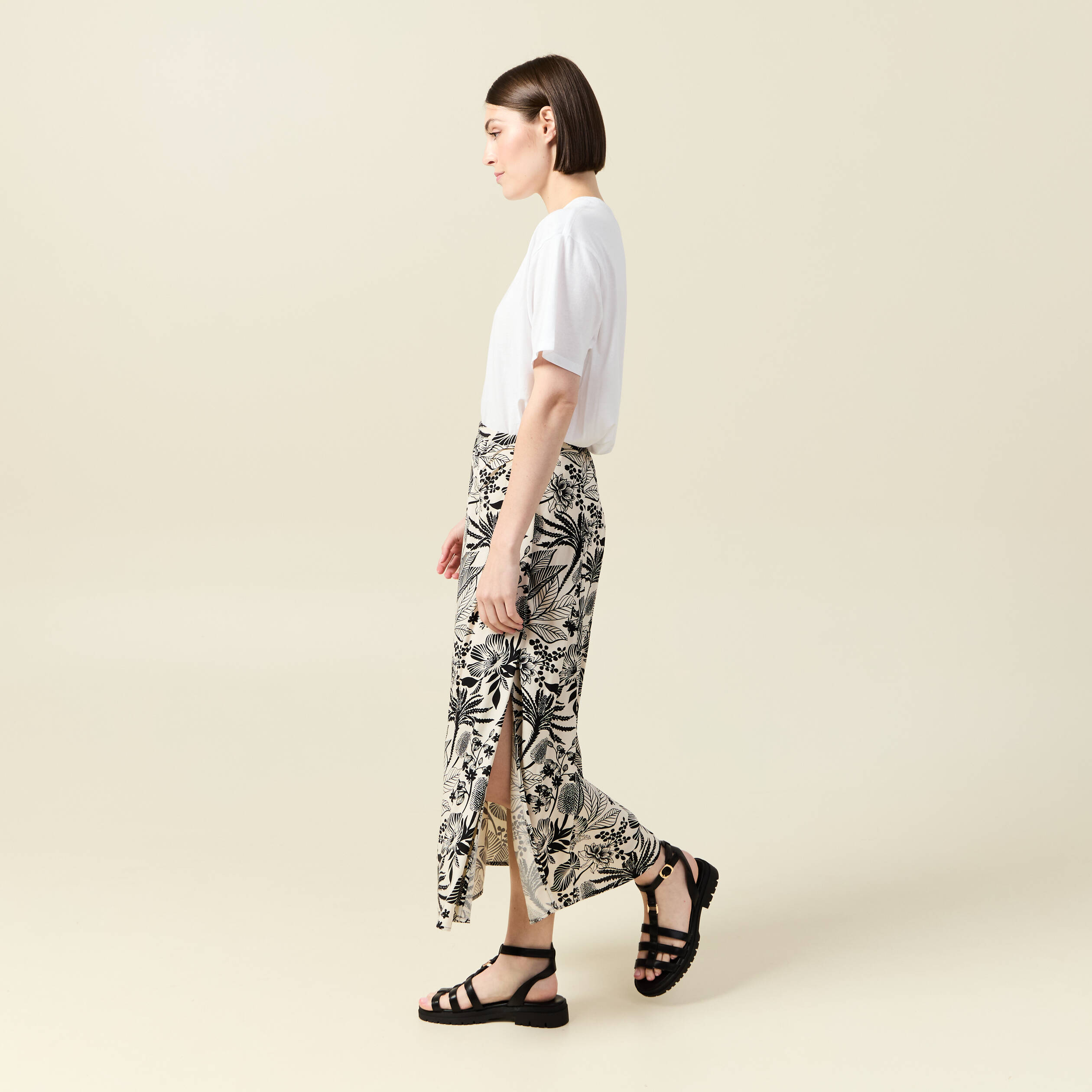 Jupe fluide taille standard blanc femme