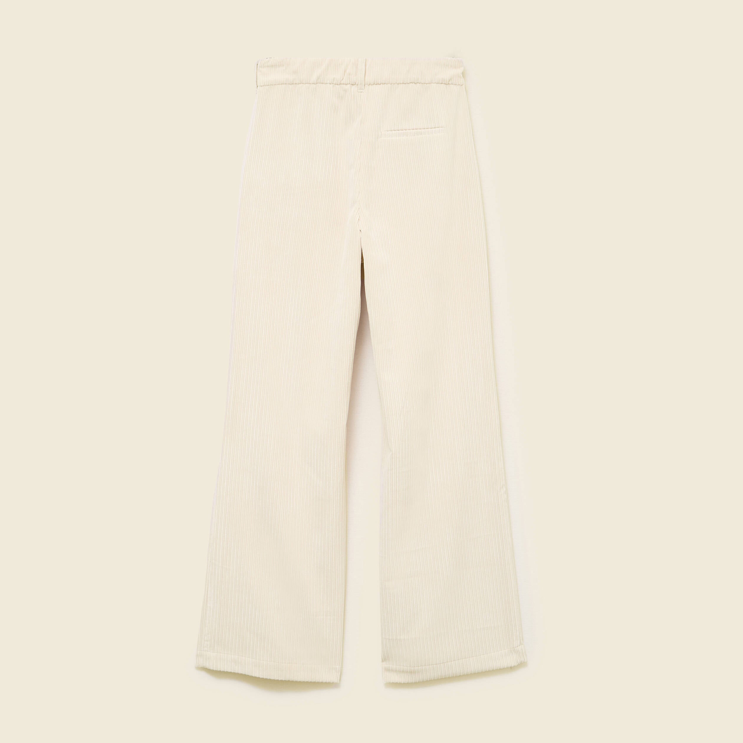 Pantalon large taille haute en velours creme femme