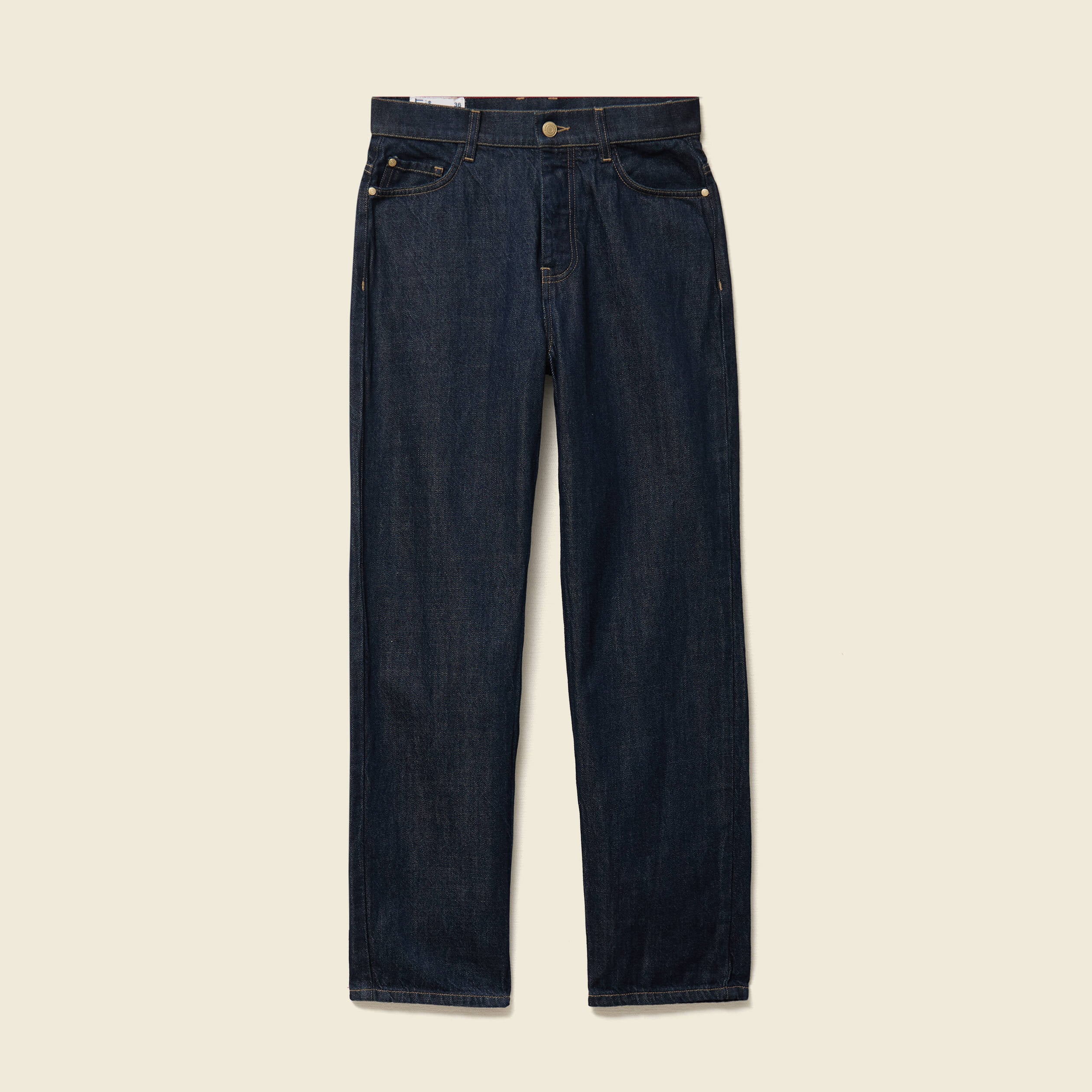 Jeans straight taille haute denim brut rinse femme
