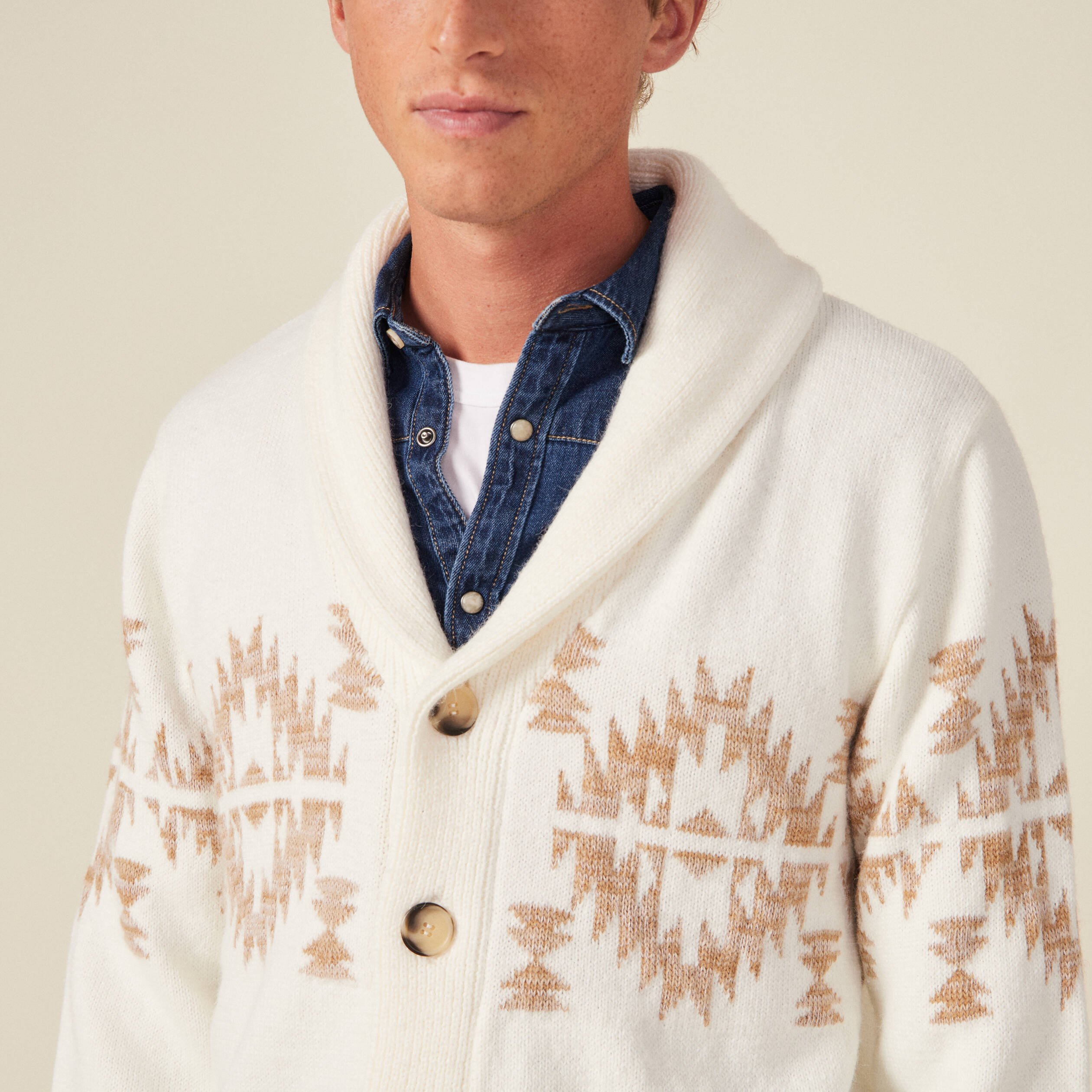 Gilet manches longues ecru homme