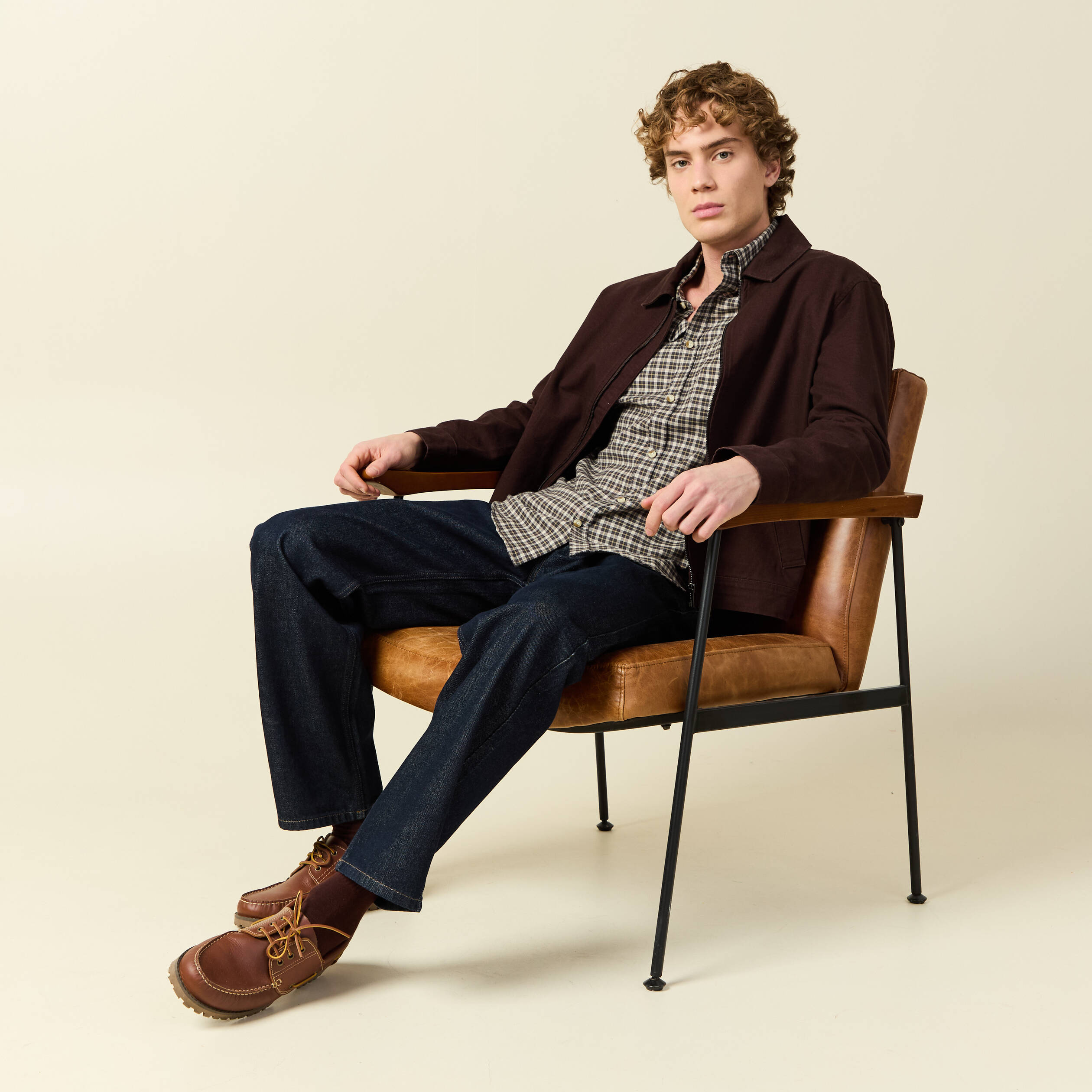 Chemise col classique manches longues vert kaki homme