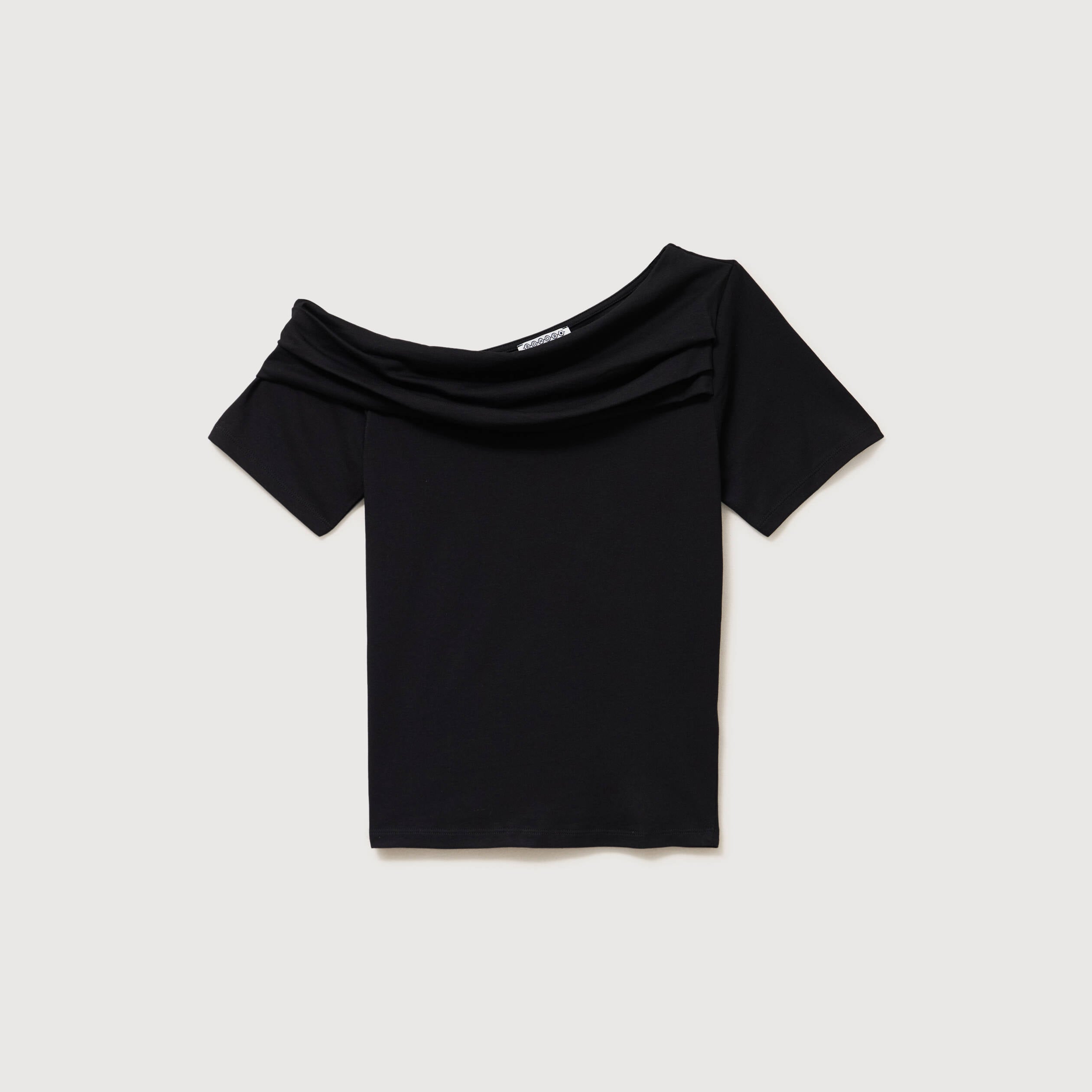 T-shirt ajust&eacute; manches courtes noir femme