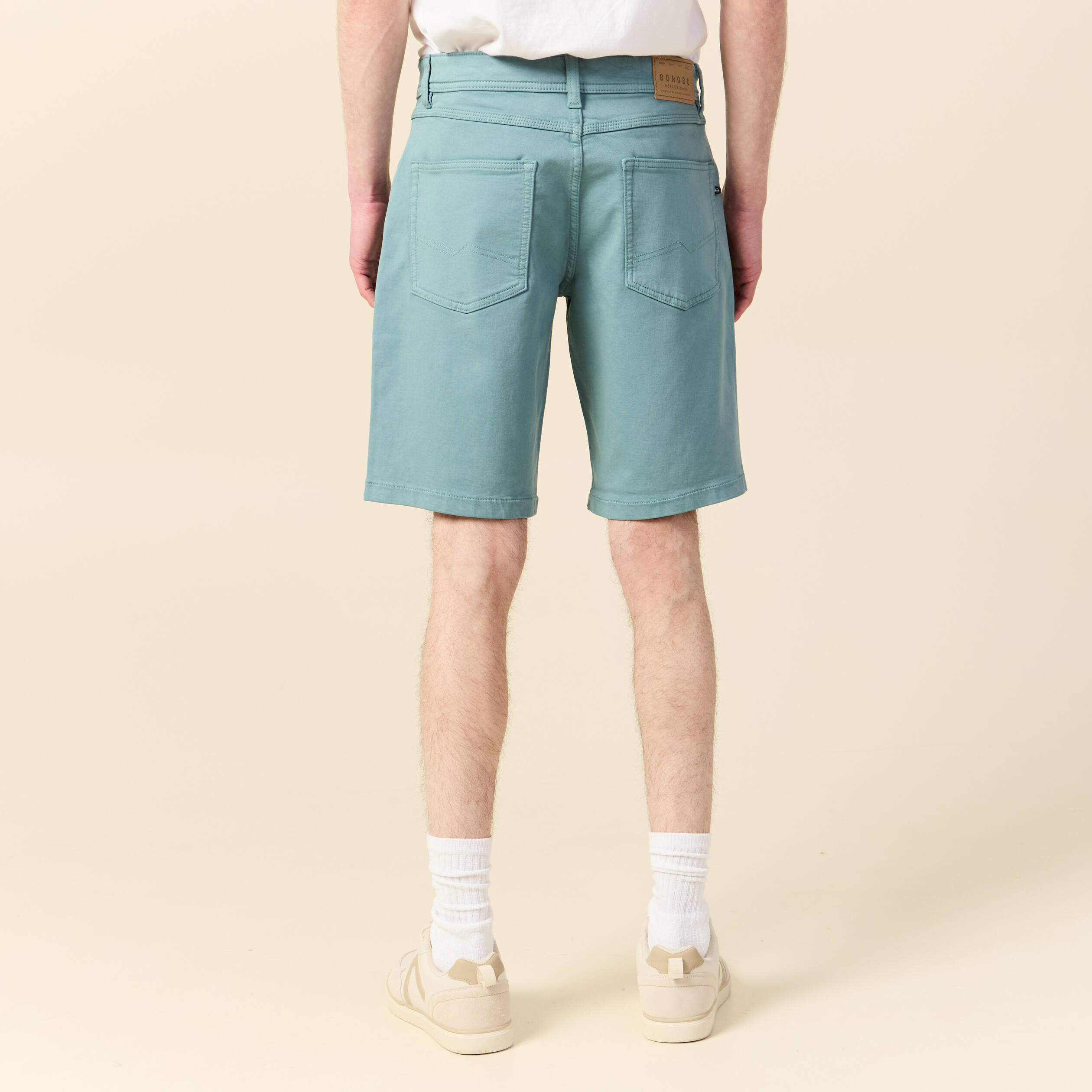 Bermuda droit 5 poches vert fonc&eacute; homme