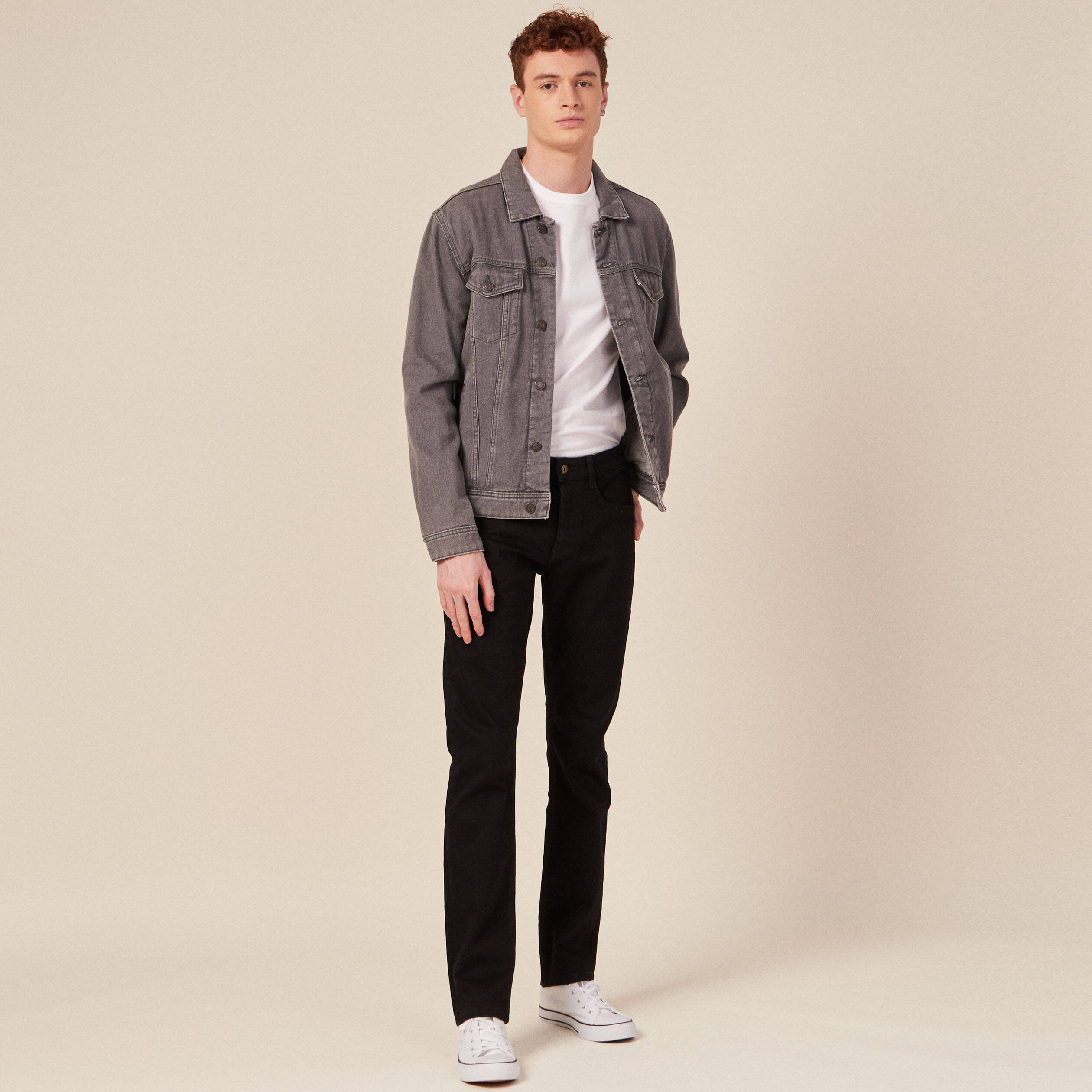 Jeans straight 5 poches denim noir homme