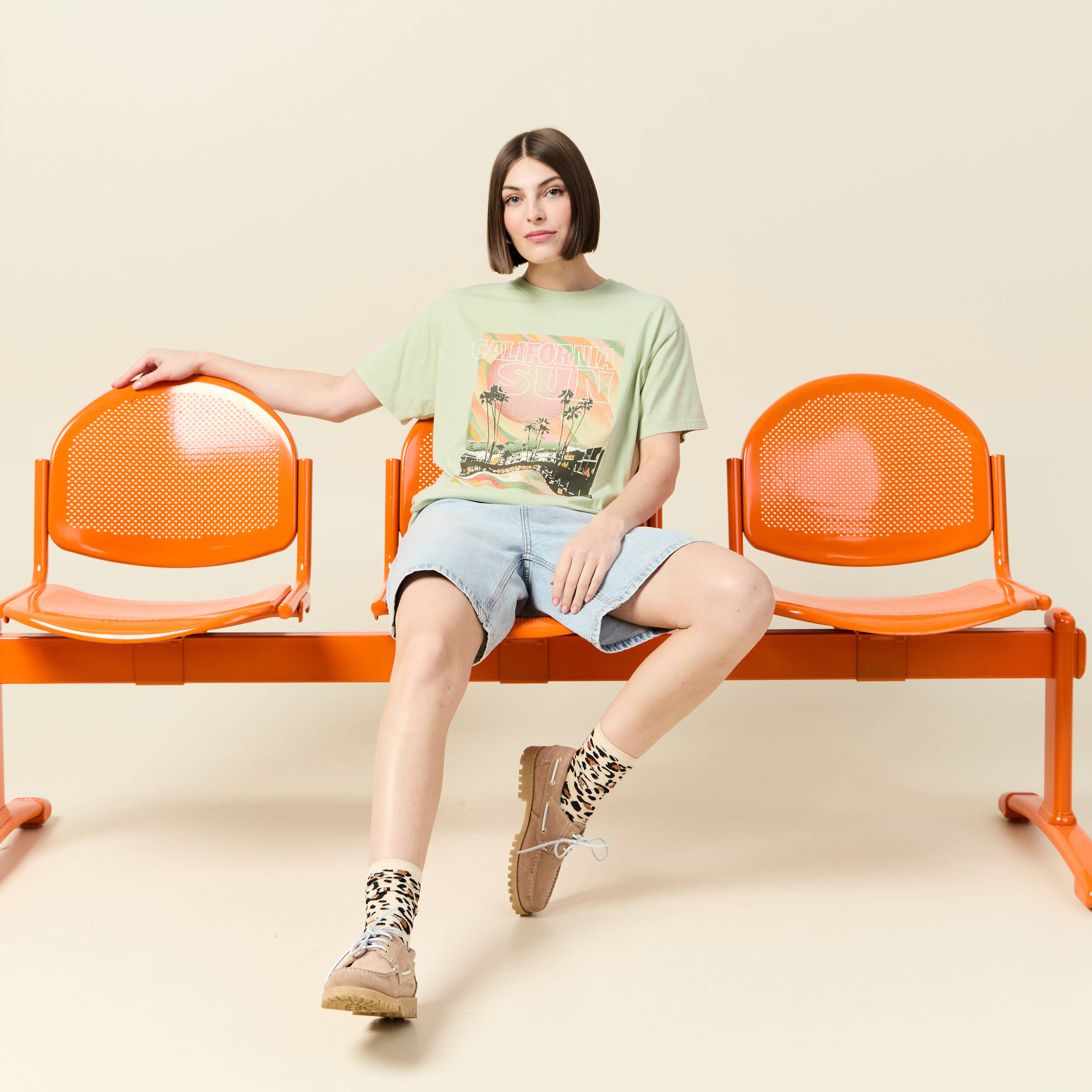 t shirt oversize en coton vert clair femme T-shirt oversize en coton vert clair femme